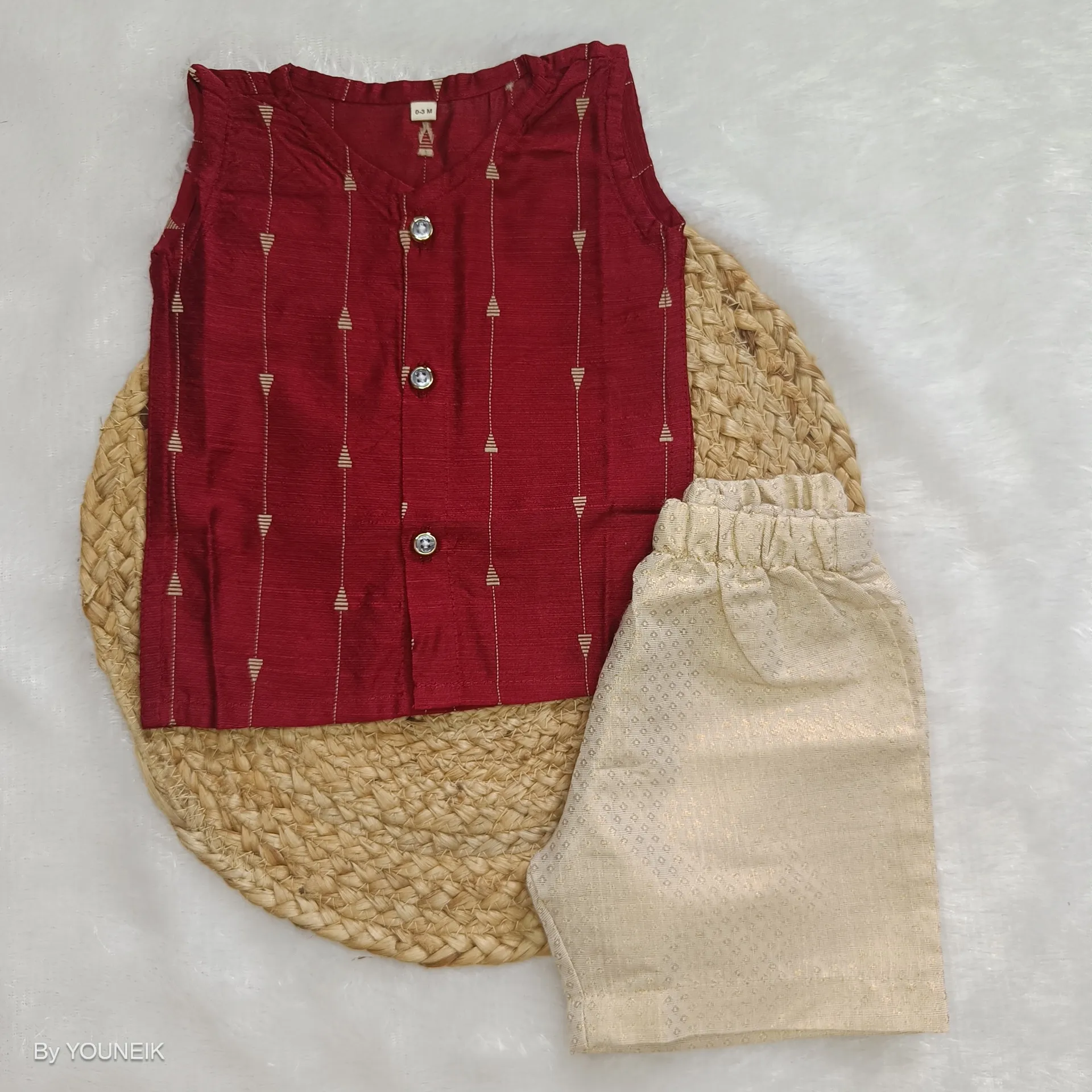 Baby Ethnic Jabla Shorts Set EJS19 Maroon Arrow