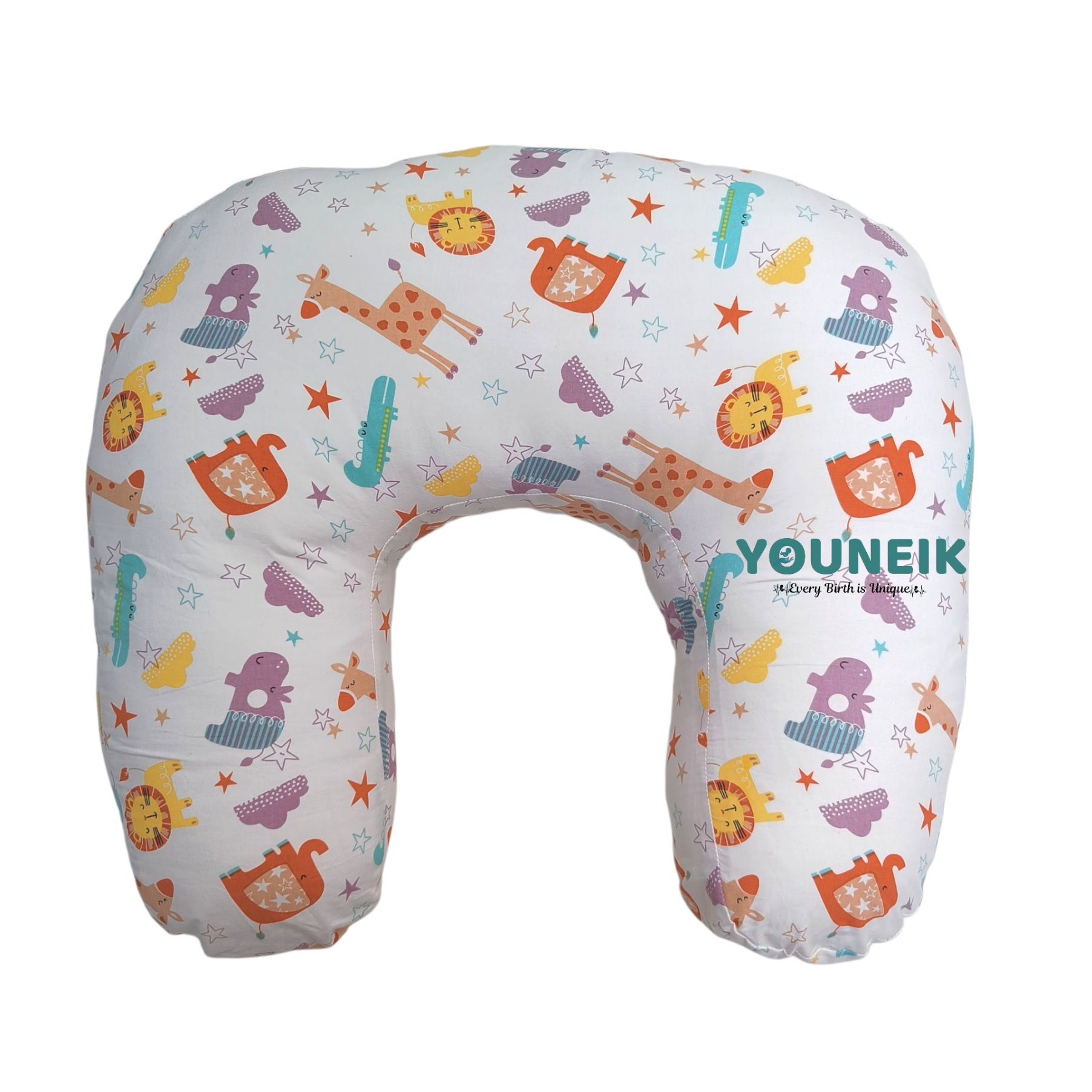 Large Feeding Pillow - White Animals