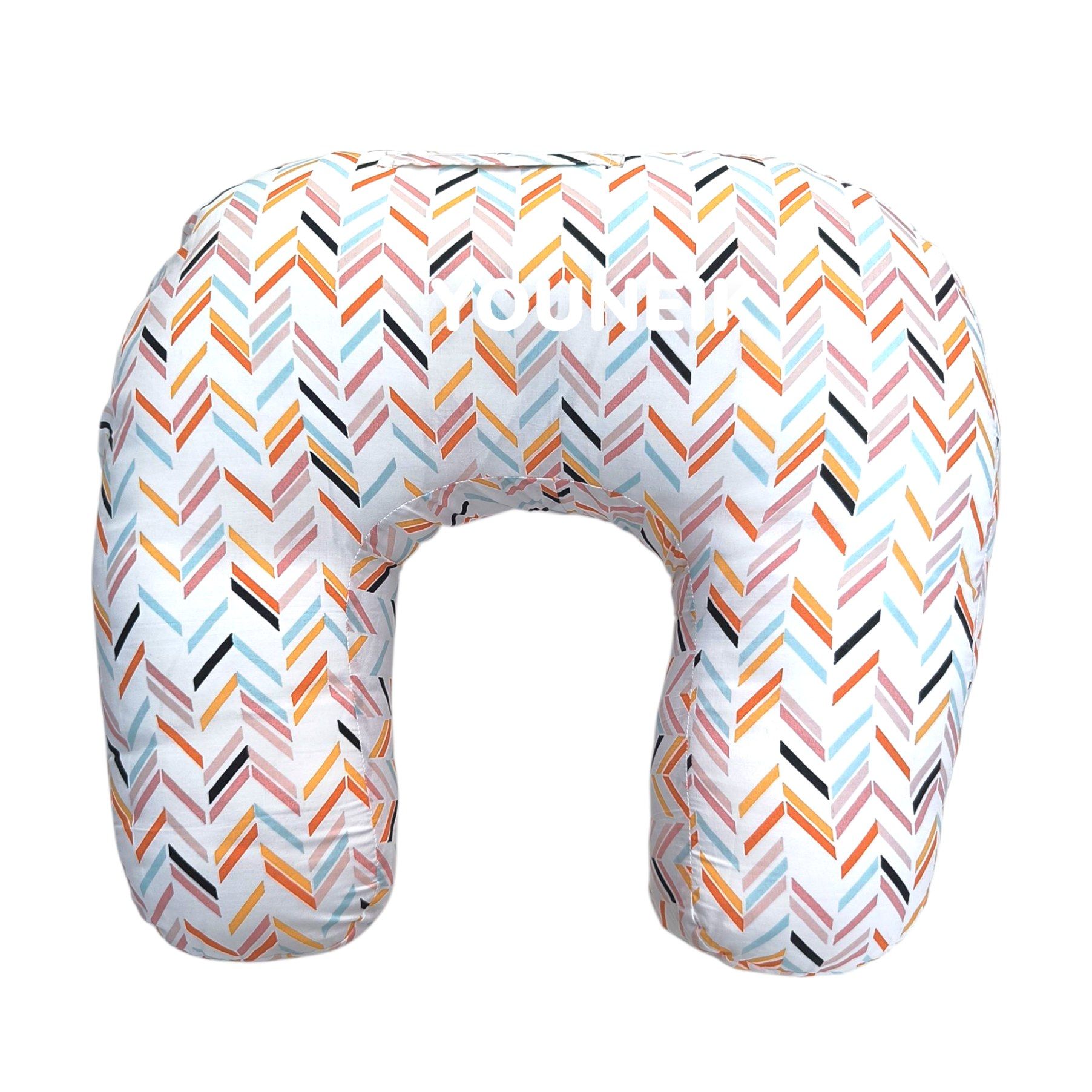 Large Feeding Pillow - White Zigzag Pattern