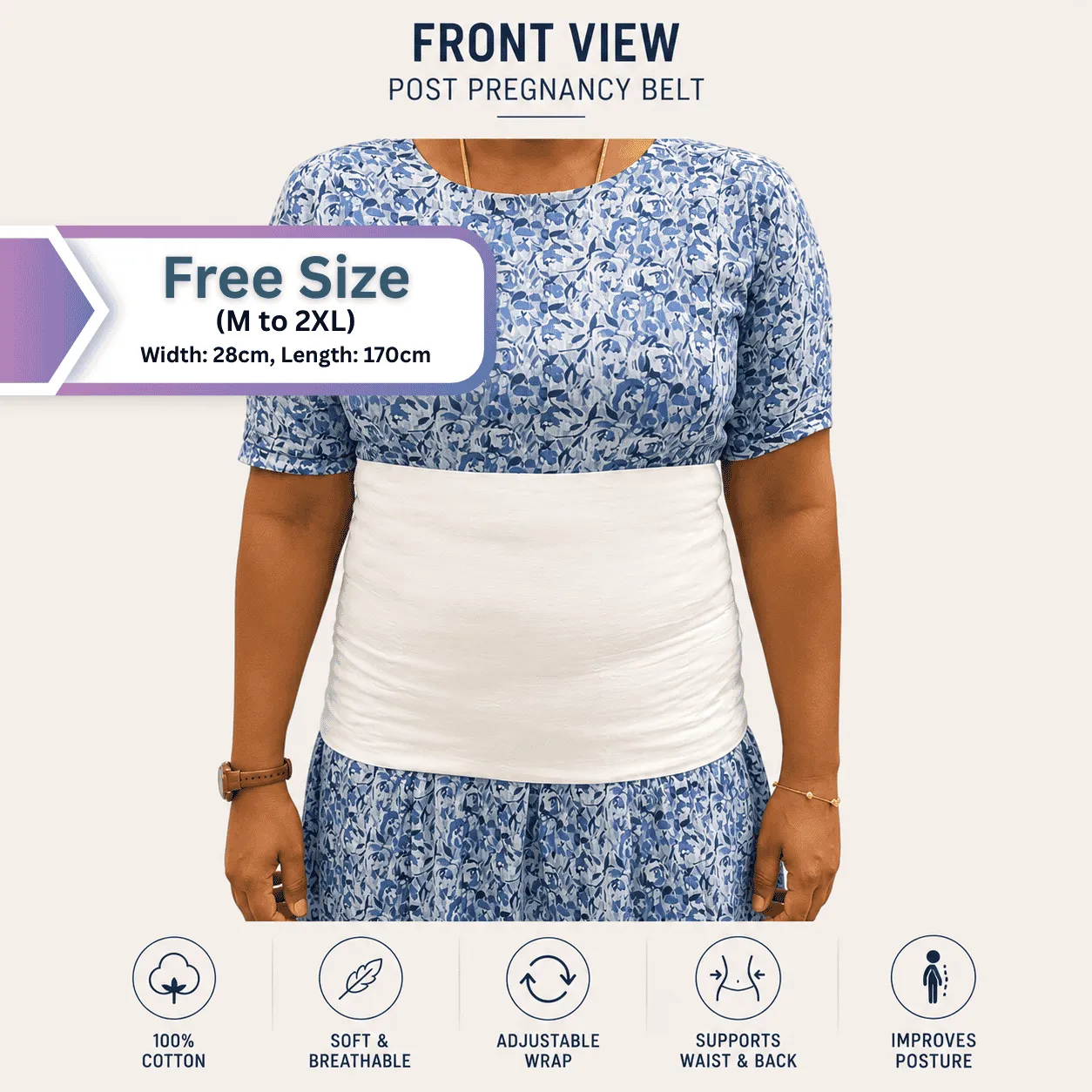 Cotton Belly Wrap Belt | Free Size | Upto 100cm