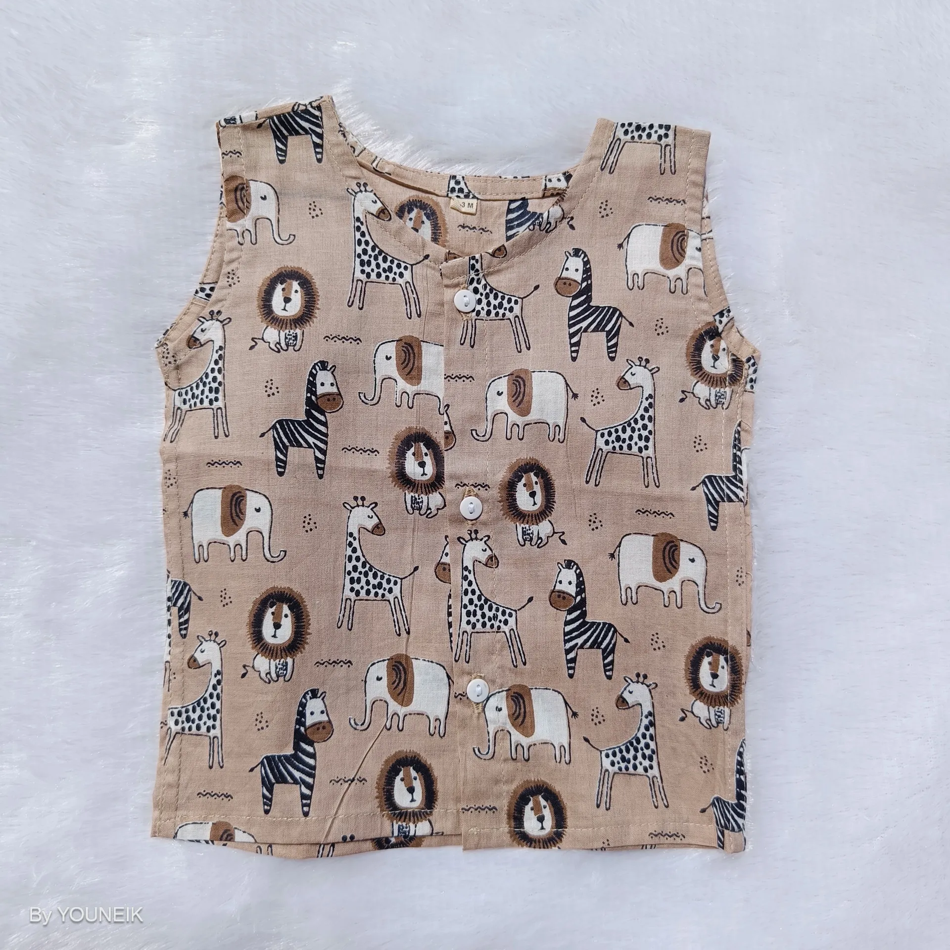 0-3m 100% Cotton Printed Sleevless Baby Jabla