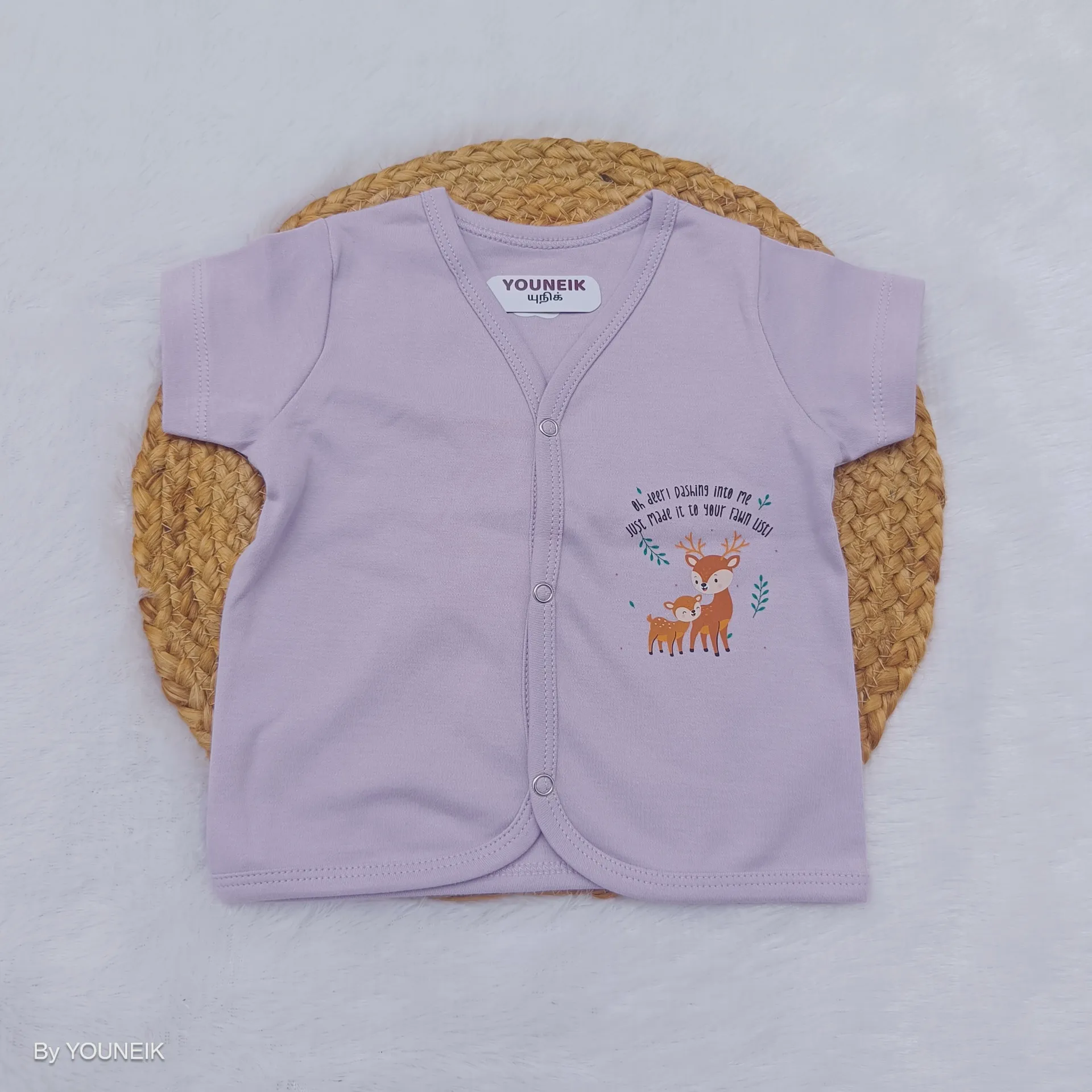 0-3m Soft Knitted Cotton Half Sleeve Jabla for Babies | Baniyan | KC Purple