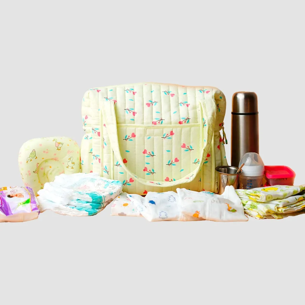 Muslin Diaper Bag - Lime Green Anthurium Flower