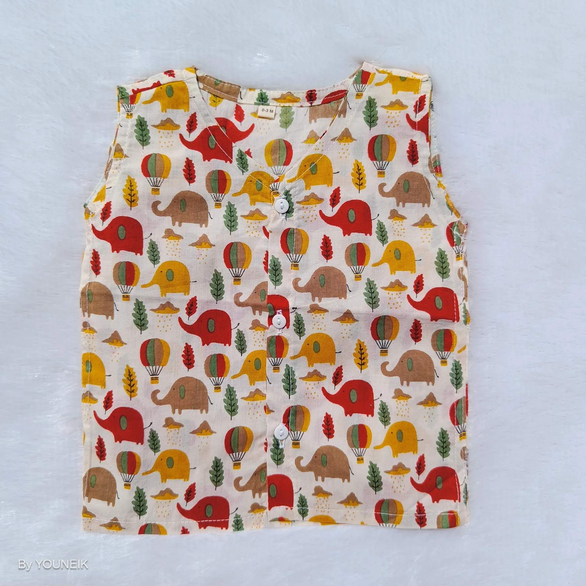 0-3m 100% Cotton Printed Sleevless Baby Jabla
