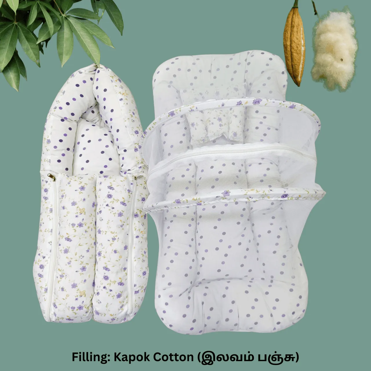 Kapok Cotton Carry Bed & Net Bed Combo (0-6m)