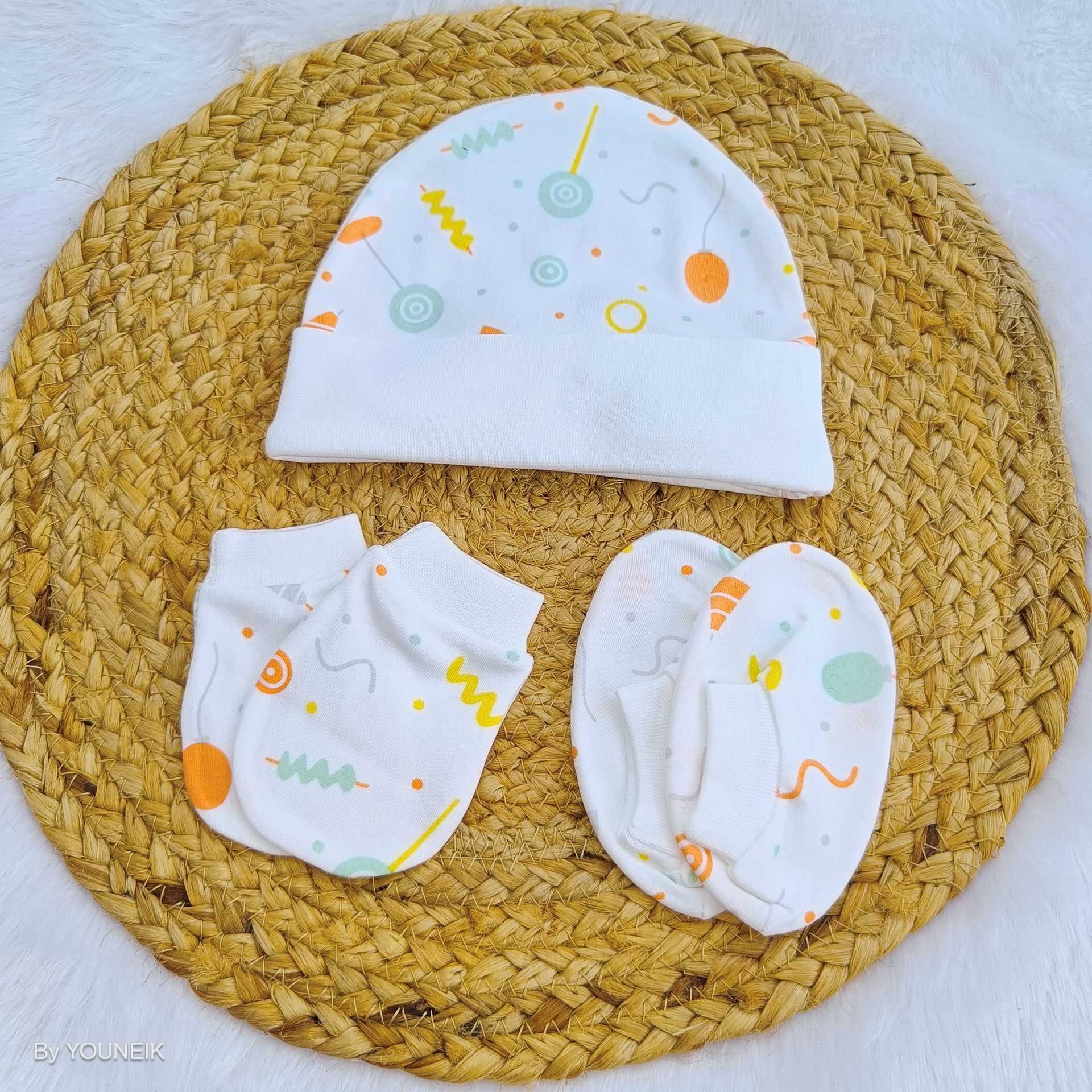 Cotton Cap Mittens Booties 0-3m | White Baloon