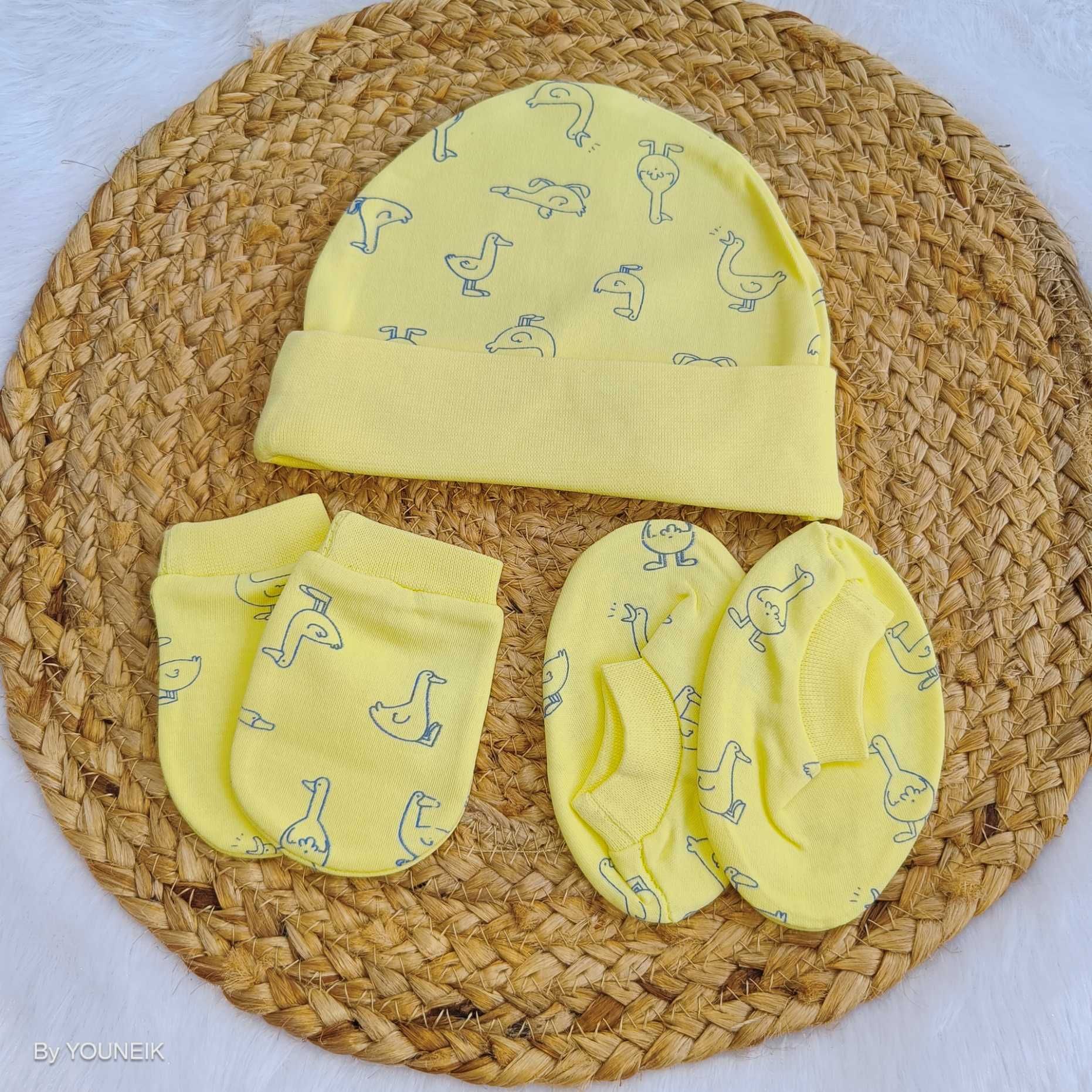 Cotton Cap Mittens Booties 0-3m | Yellow Duck