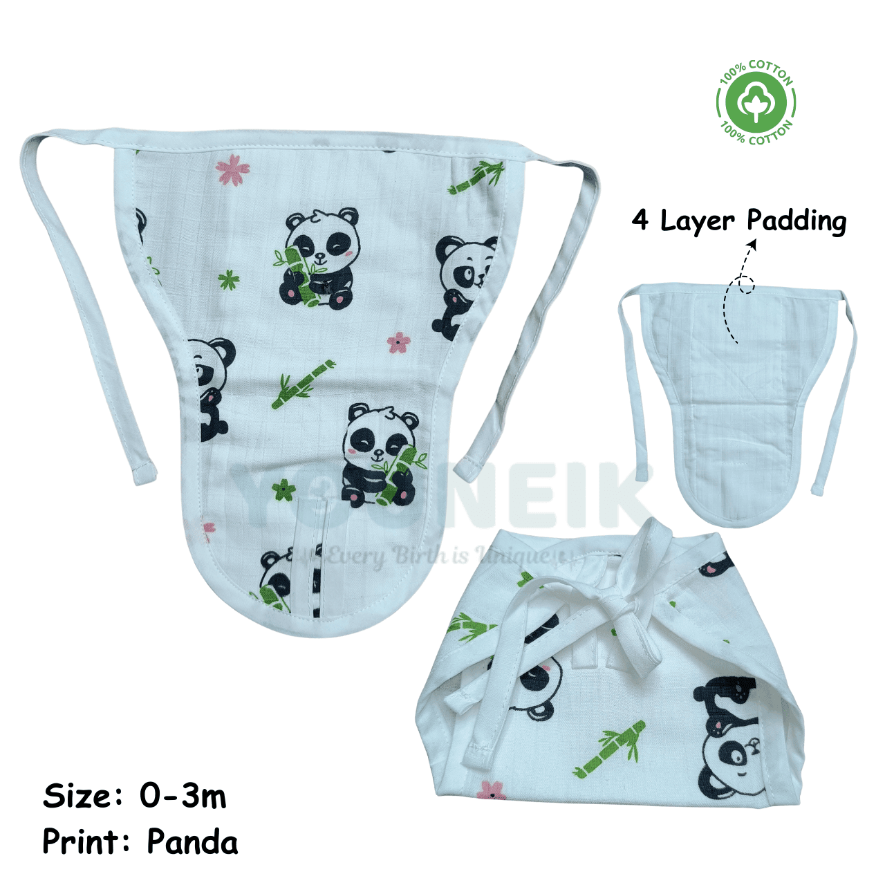 Muslin Langot 4 Layer Padding 0-3m (Panda)