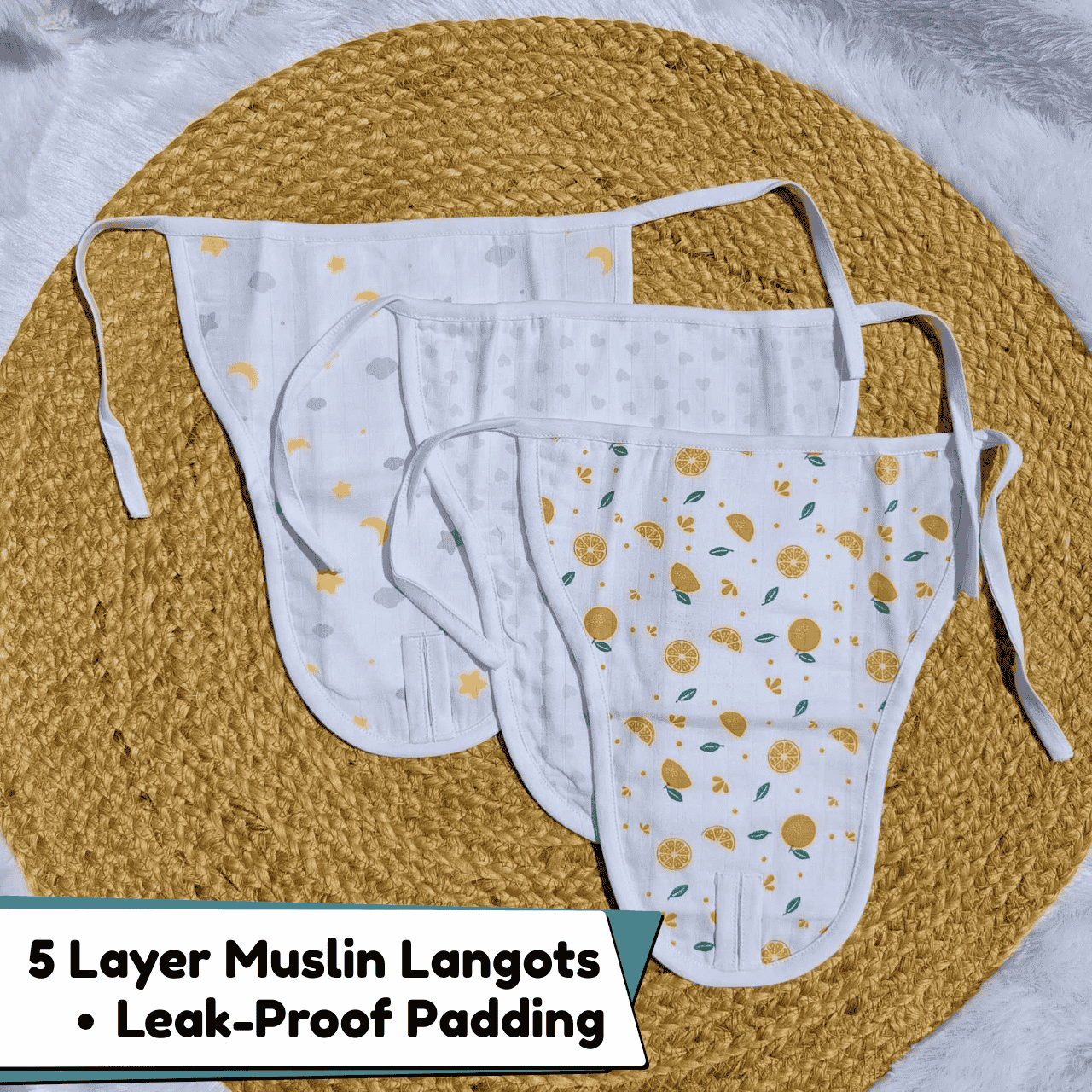 5Layer Leak-Proof Padded Muslin Langots 3 Pieces