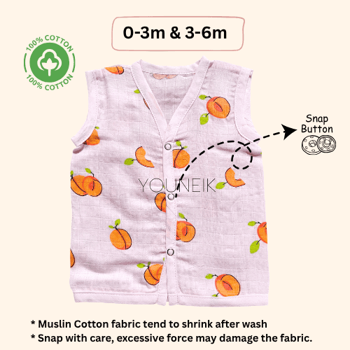 Muslin Cotton Jabla 0-6m | Snap Button| Pink Peach
