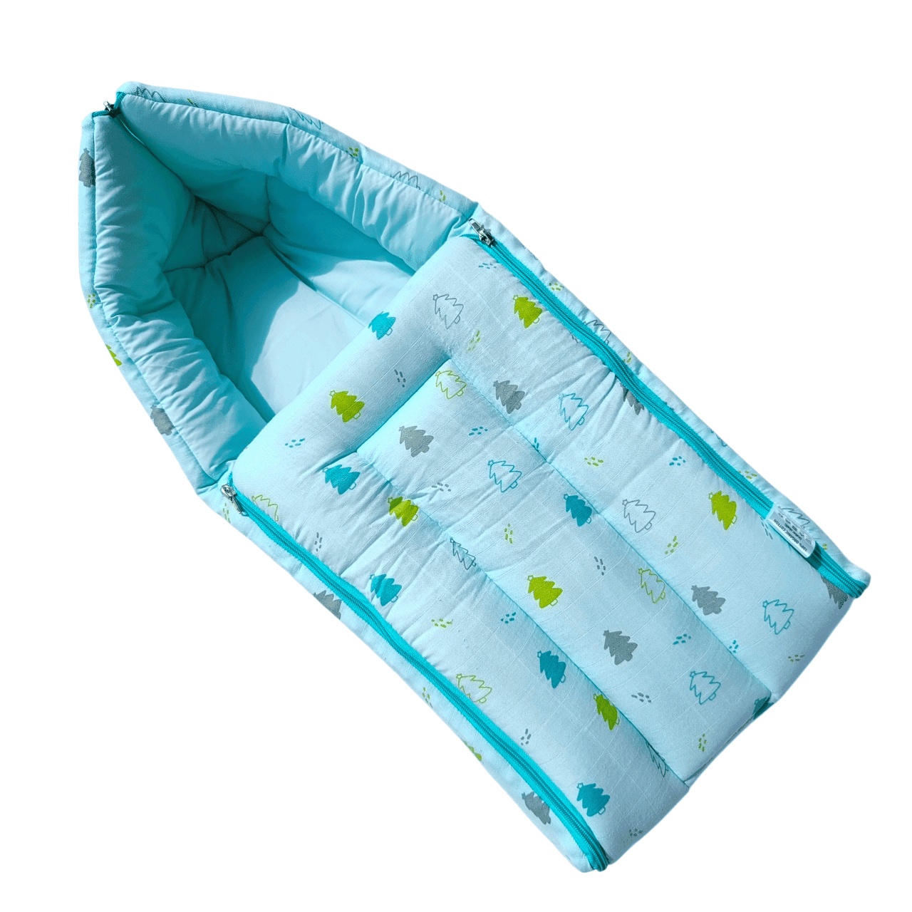 Organic Muslin Carry Bed - Blue Tree