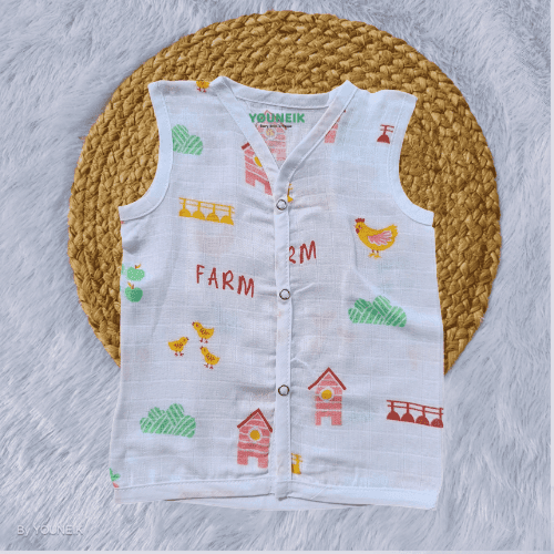 Muslin Jabla Snap Button 3-6m | Farm