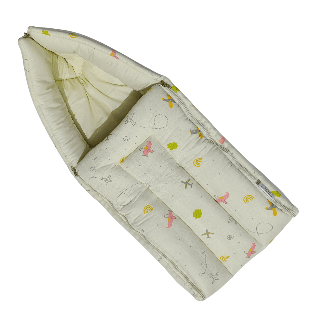 Organic Muslin Carry Bed - Green Aeroplane