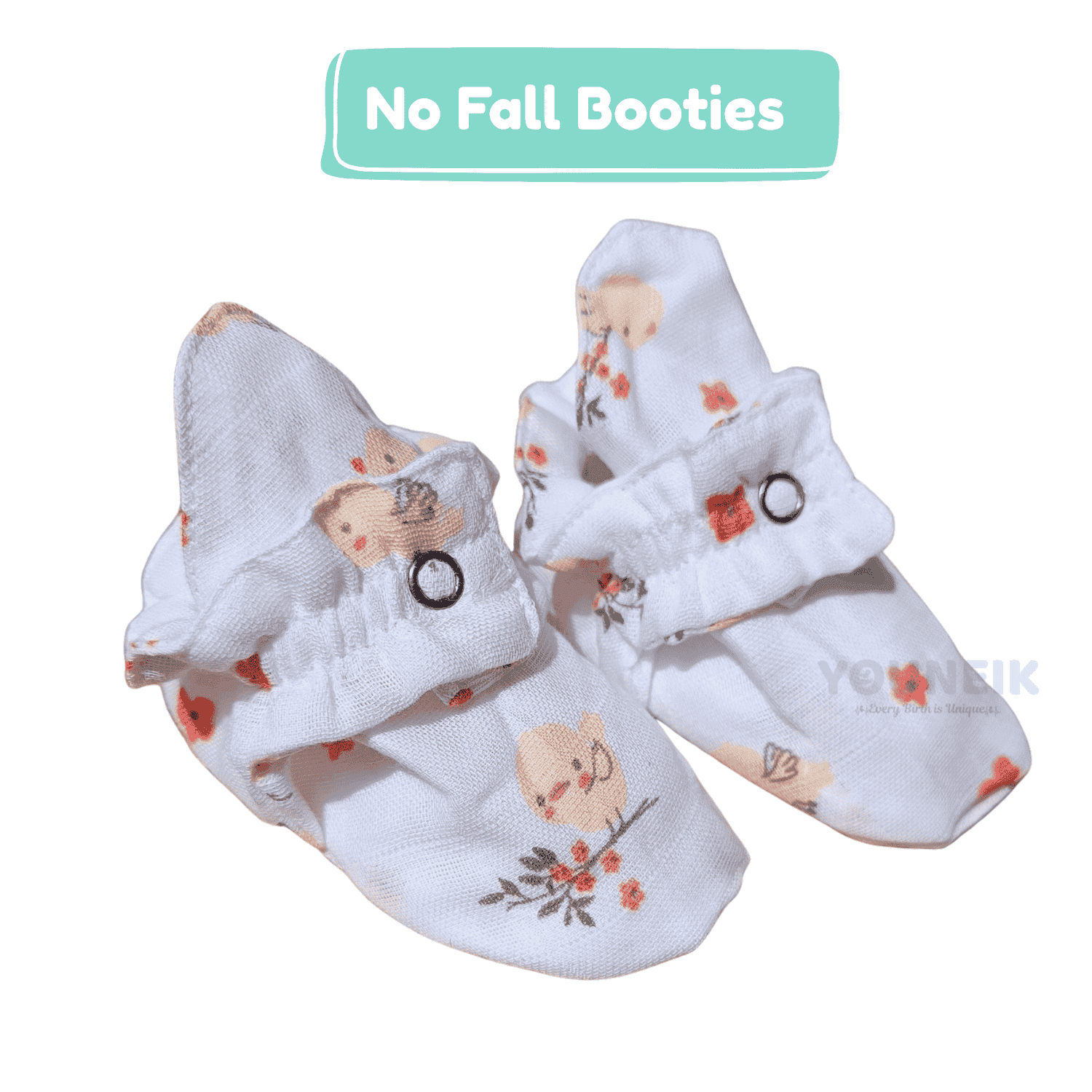 Organic Muslin Cotton No-Fall Baby Booties | Baby Cotton Socks | Bird