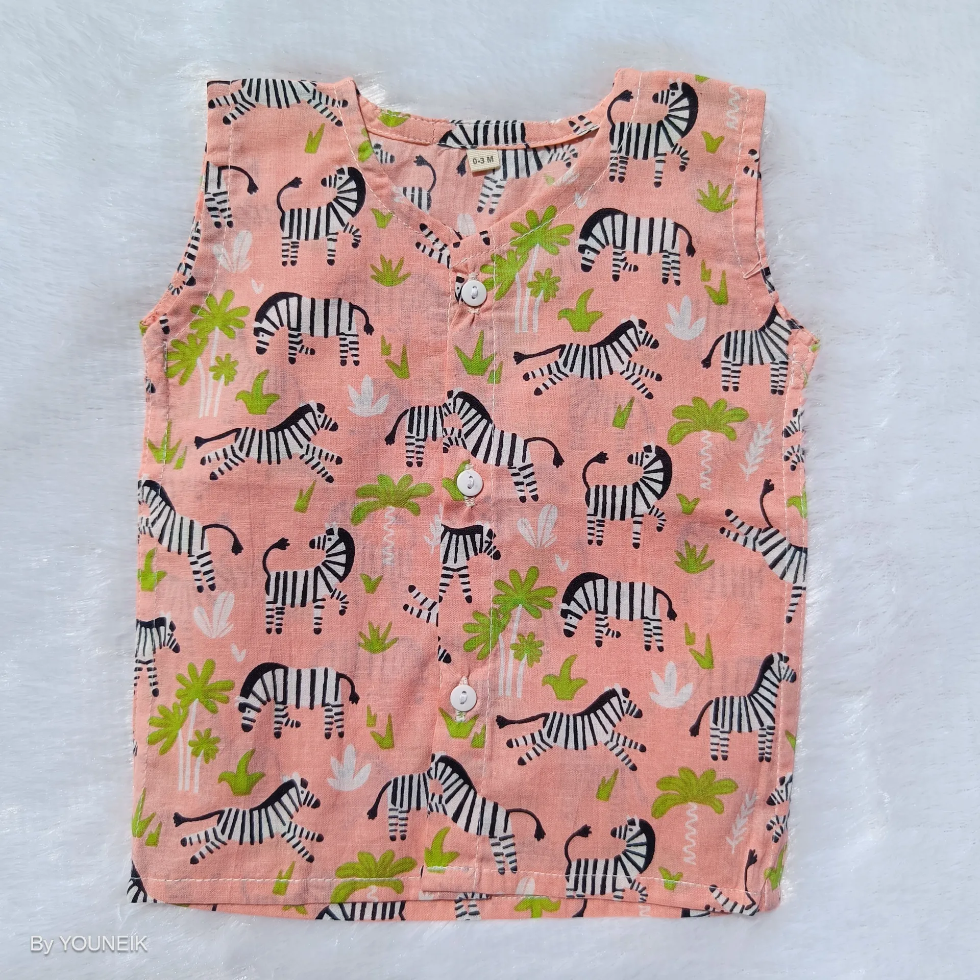 0-3m 100% Cotton Printed Sleevless Baby Jabla