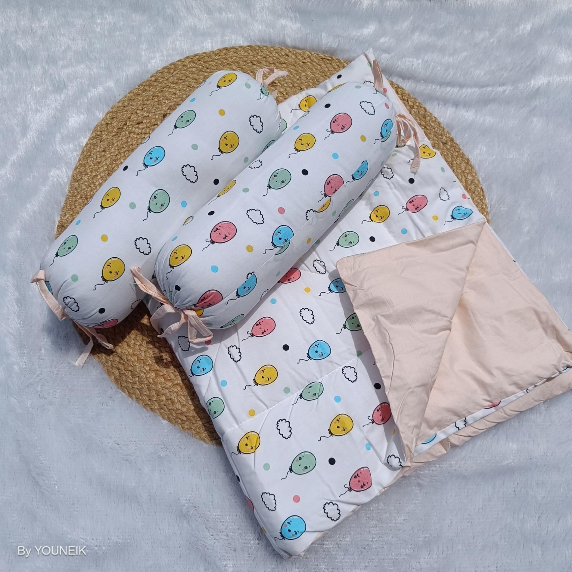 Quilt/Playmat with Matching Bolster Set