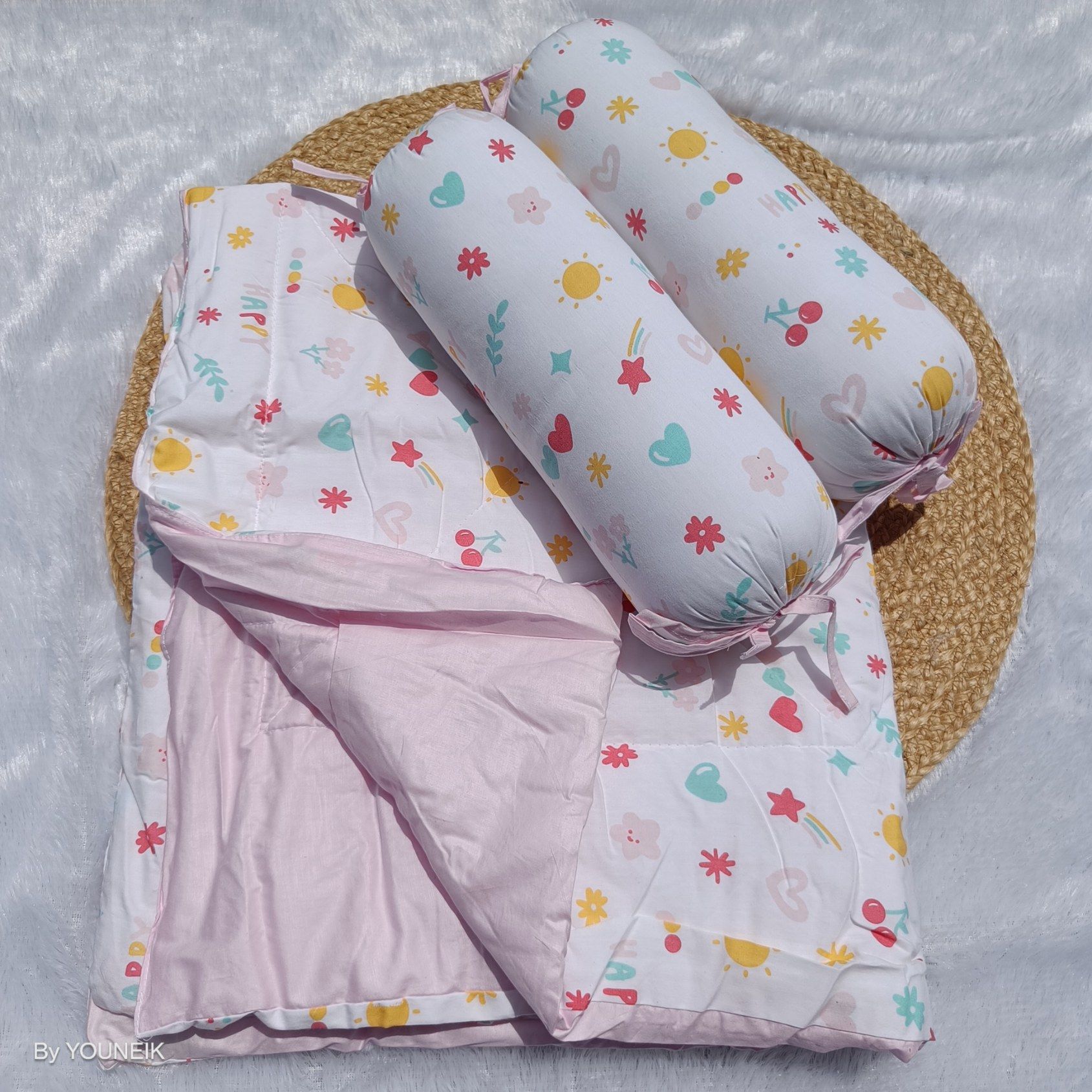 Quilt/Playmat with Matching Bolster Set