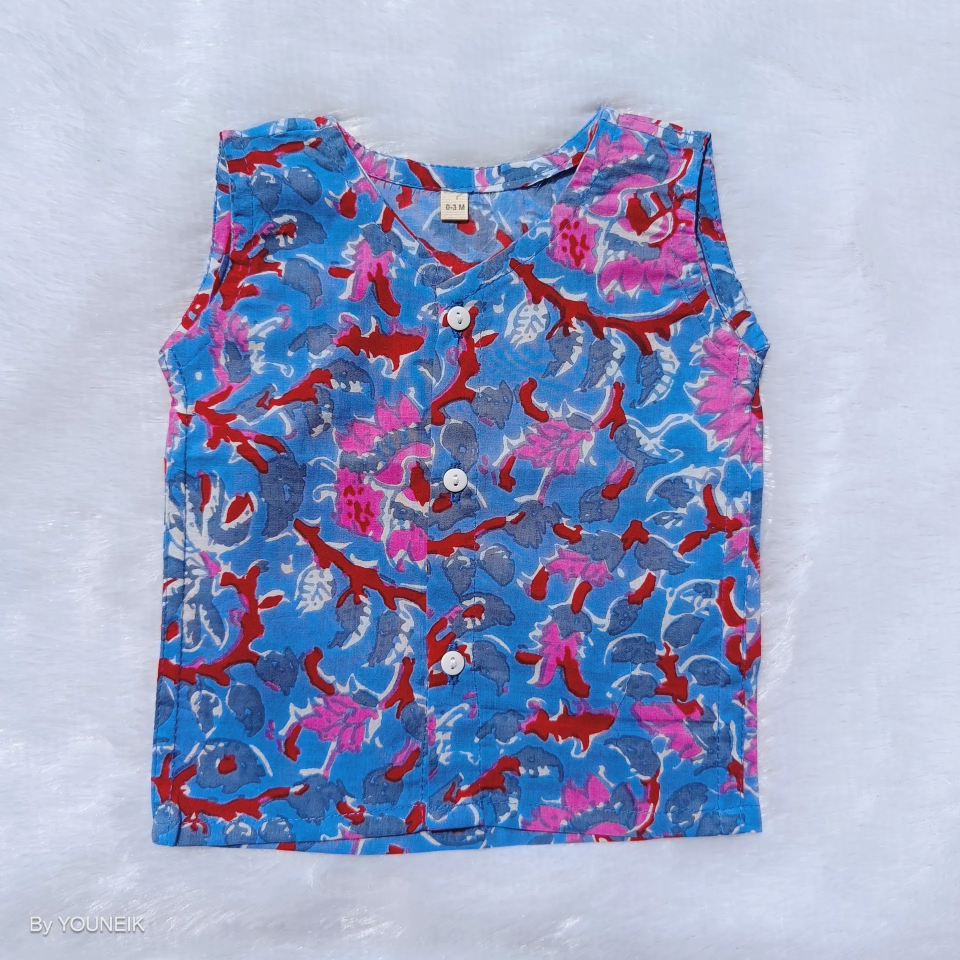 0-3m 100% Cotton Printed Sleevless Baby Jabla