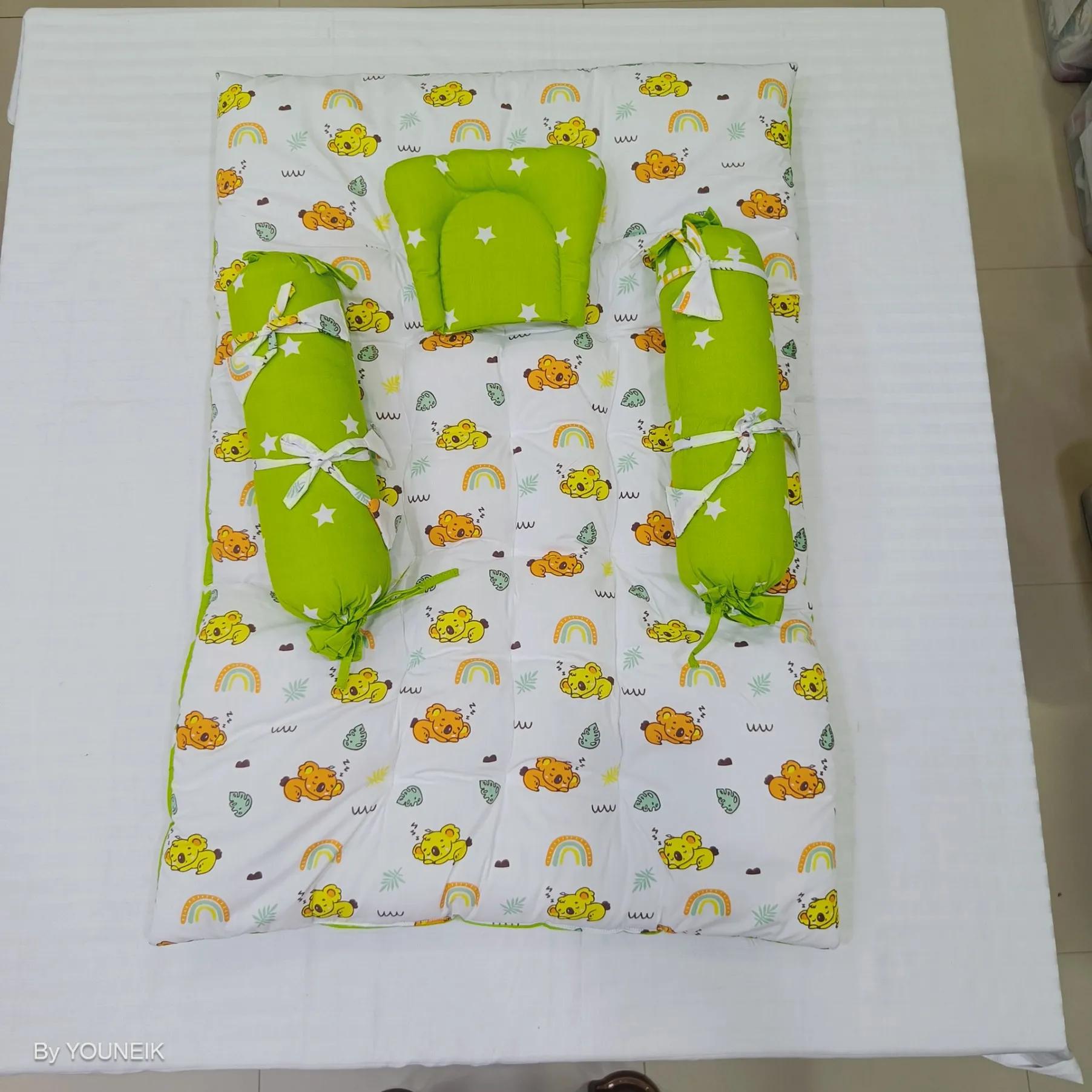 Baby Bedding Set with Bolster & Head Pillow