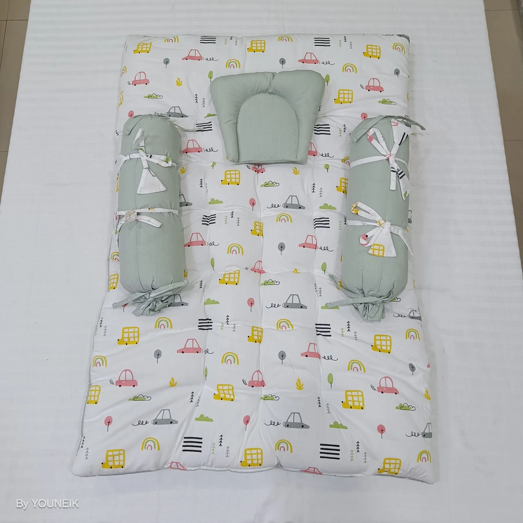Baby Bedding Set with Bolster & Head Pillow