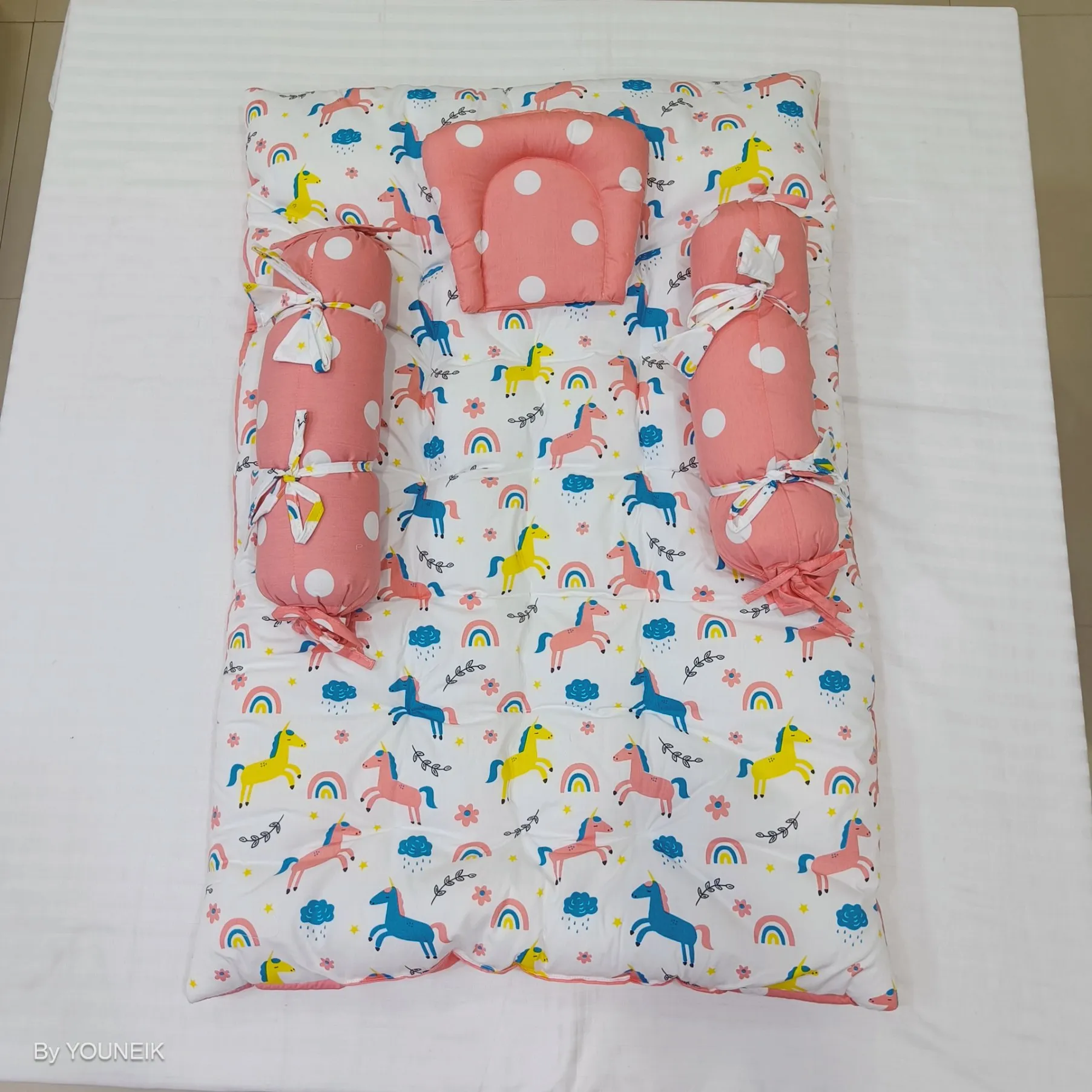 Baby Bedding Set with Bolster & Head Pillow