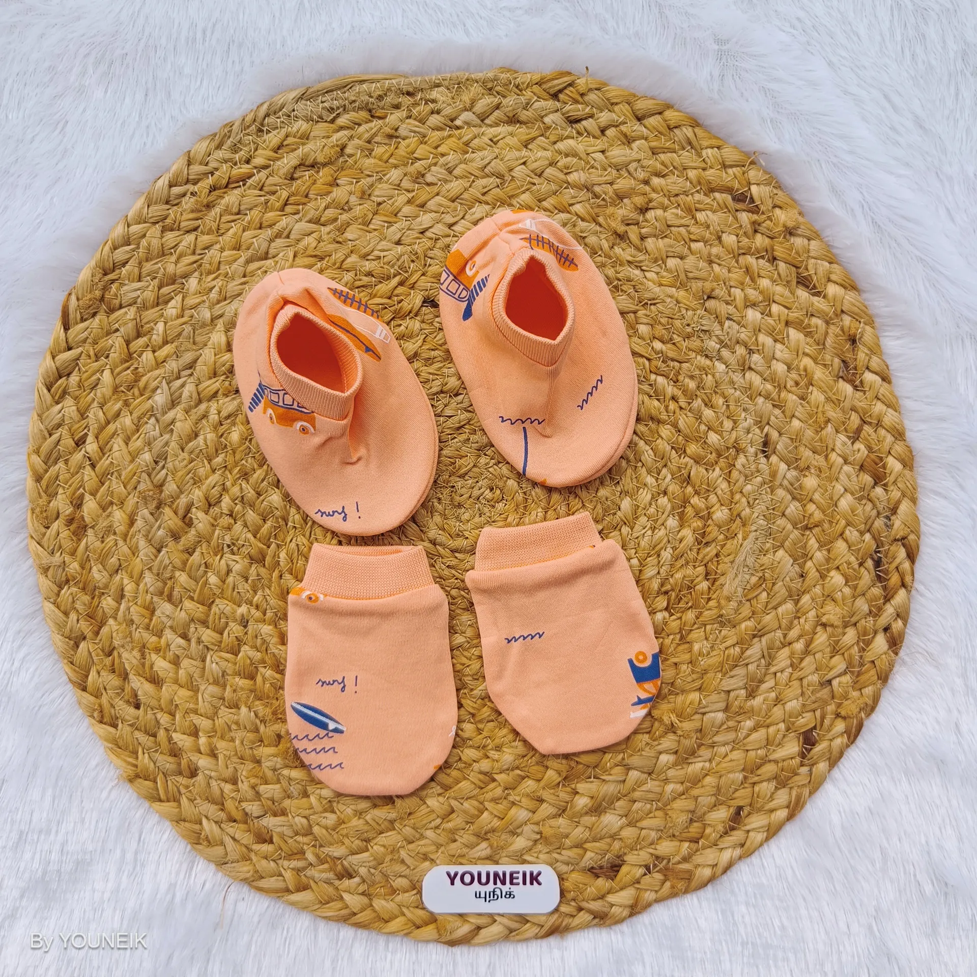 Cotton Mittens Booties 0-3m | Orange Tree