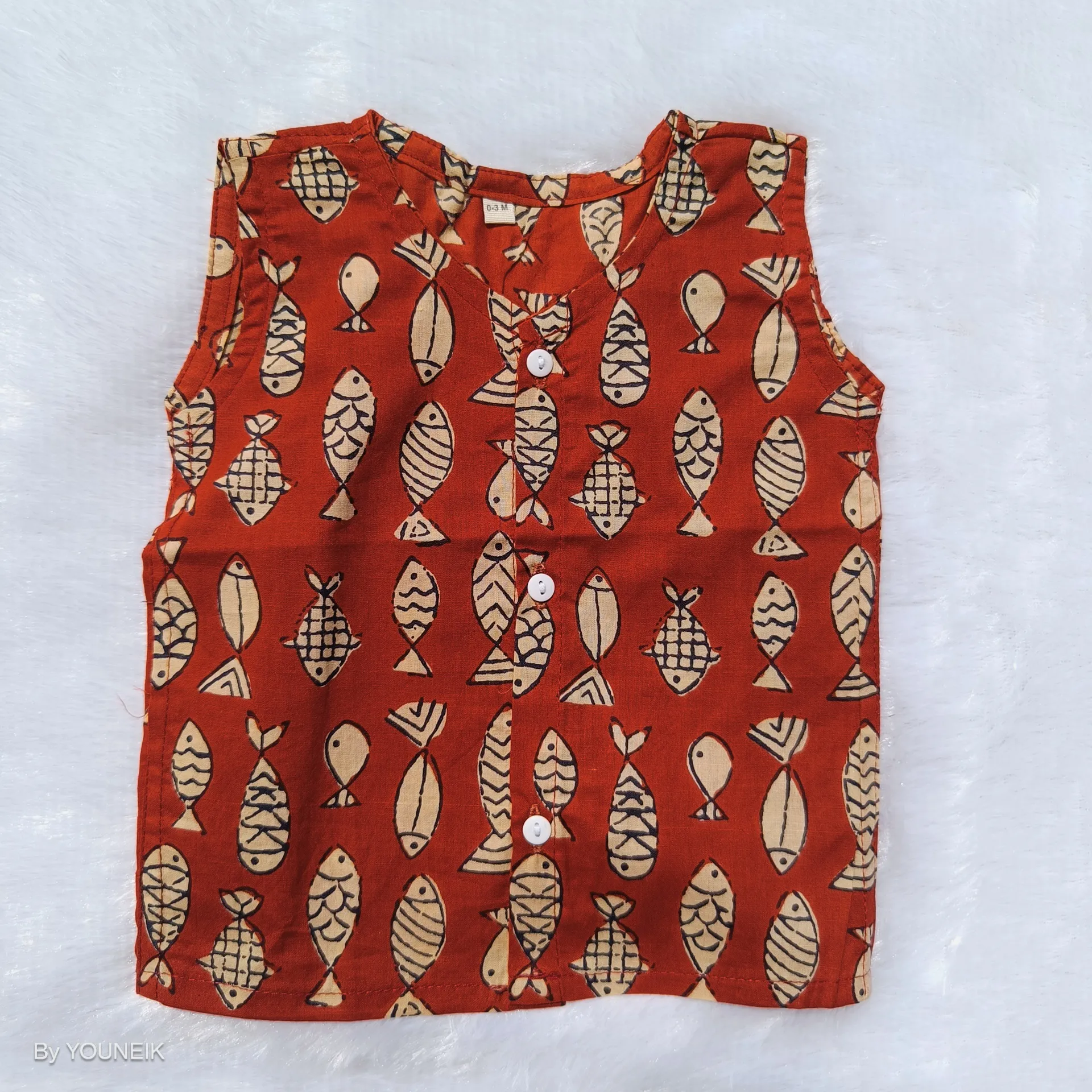 0-3m 100% Cotton Printed Sleevless Baby Jabla