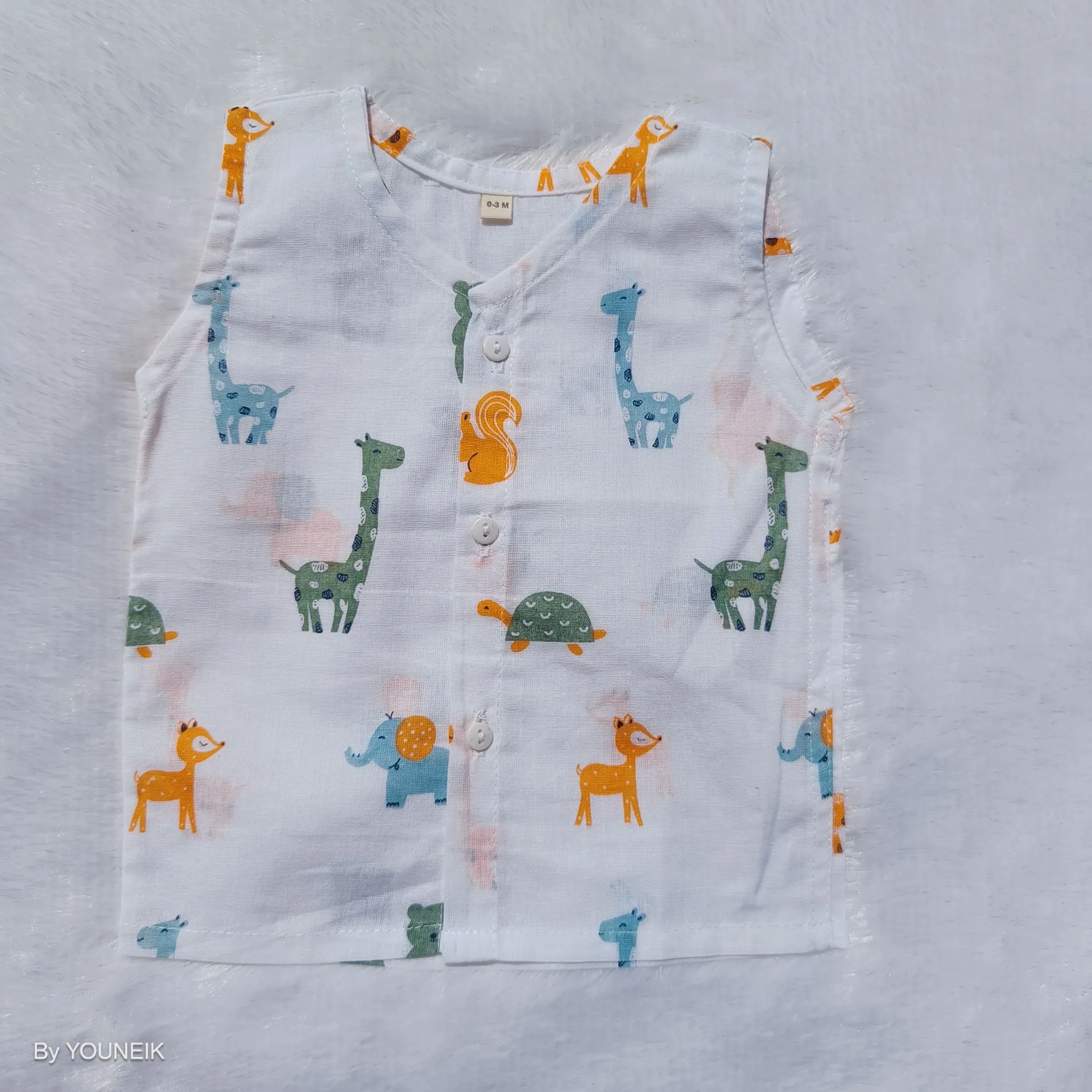 0-3m 100% Cotton Printed Sleevless Baby Jabla
