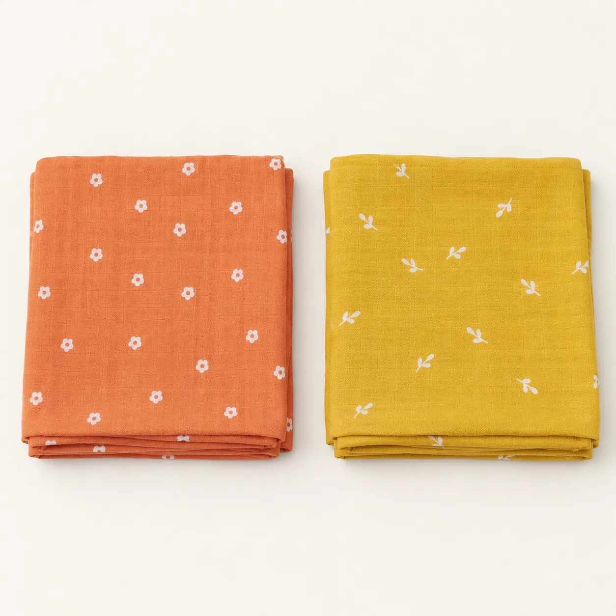 75x150cm Solid Colour Printed Muslin Bath Towels | 2 Pieces
