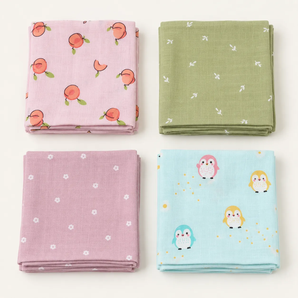 75x150cm Solid Colour New Printed Muslin Bath Towels | 4 Pieces