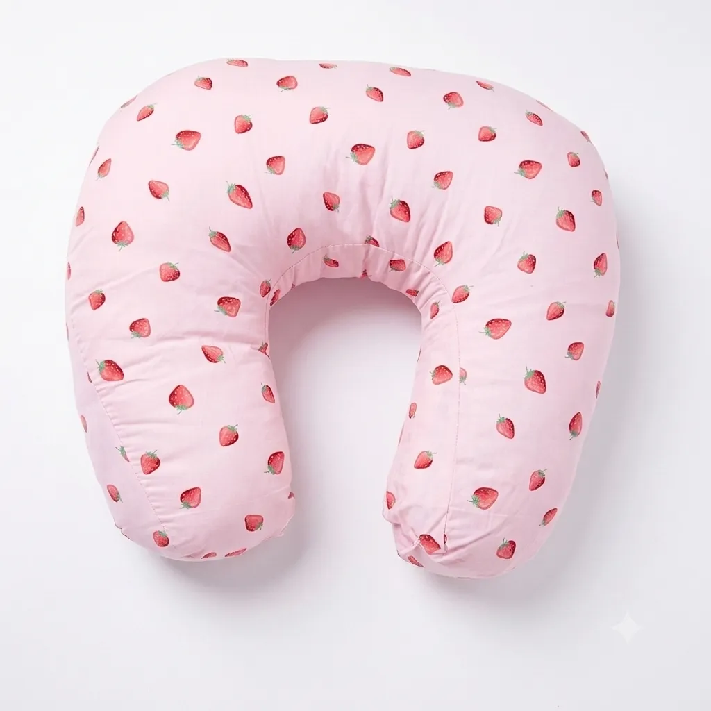 Large Feeding Pillow Baby Pink Strawberry