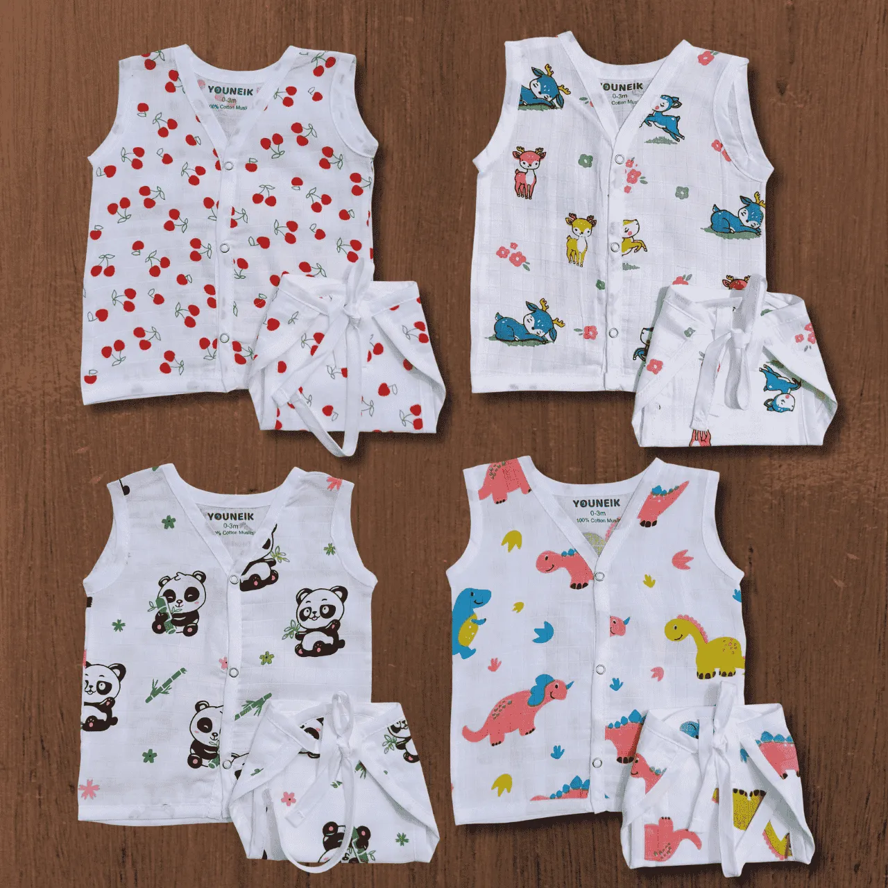 Premium SB Muslin Jabla & Nappy 4 Pcs Combo