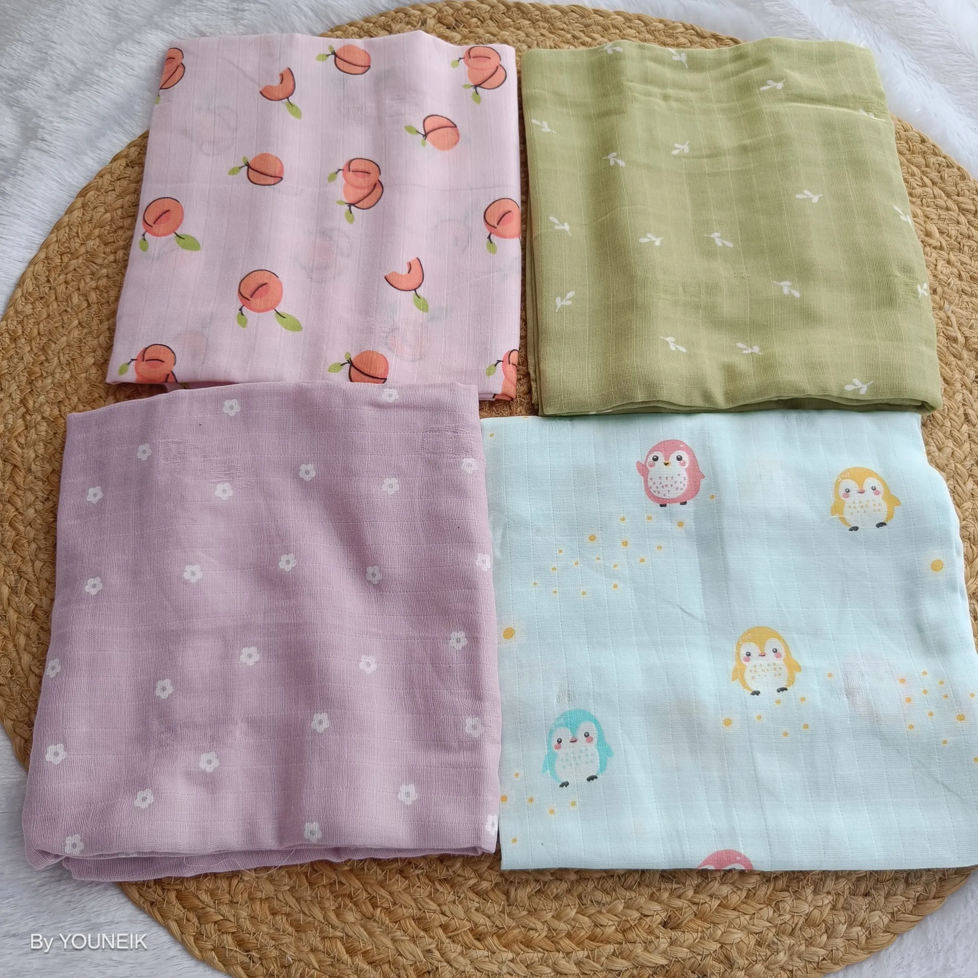 75x150cm Solid Colour New Printed Muslin Bath Towels | 4 Pieces
