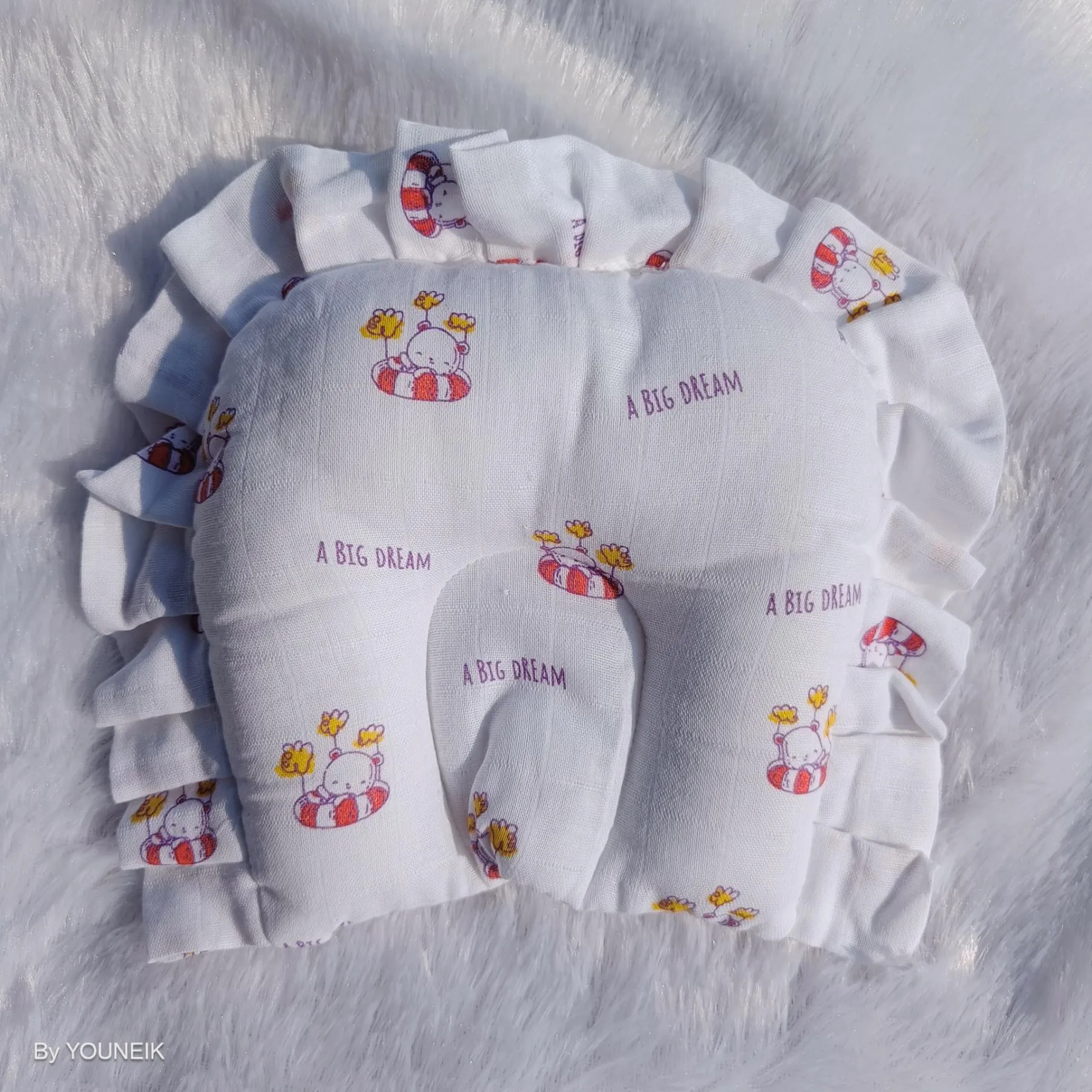Muslin Frill Baby Head Pillow