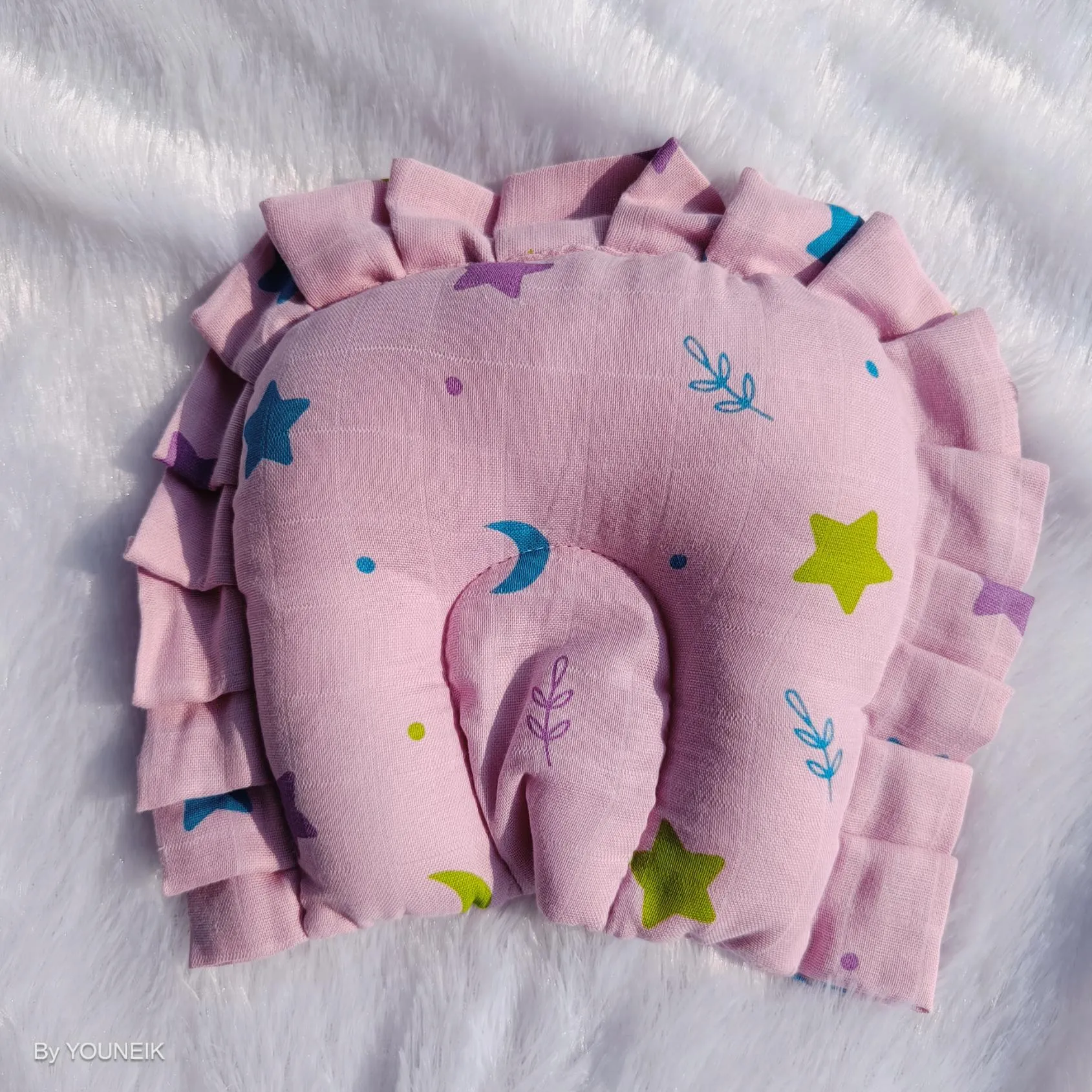 Muslin Frill Baby Head Pillow