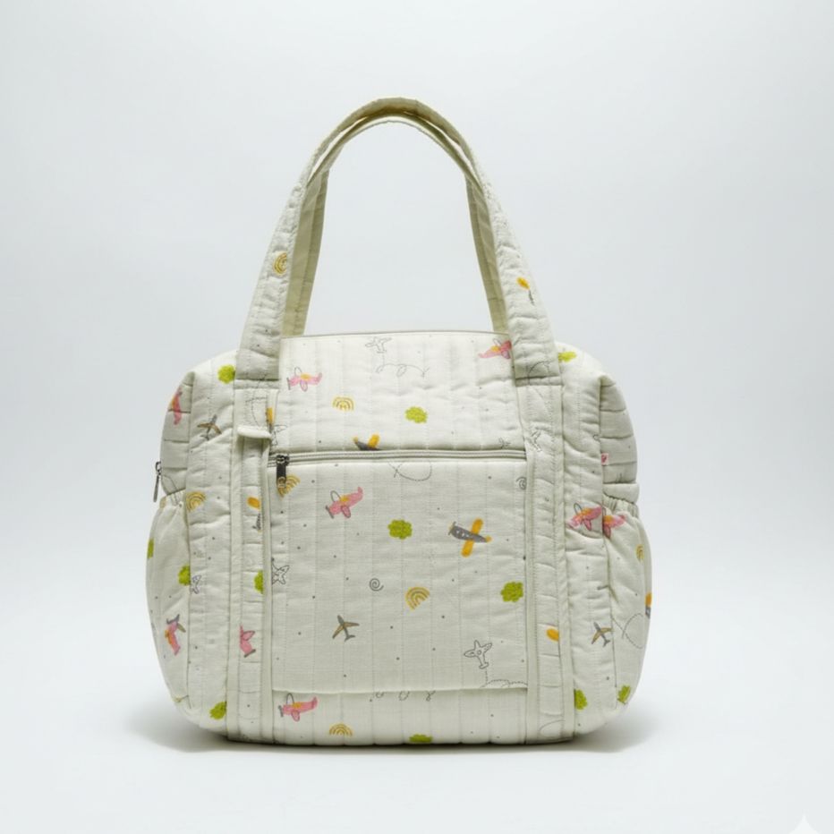 Muslin Diaper Bag - Green Aeroplane
