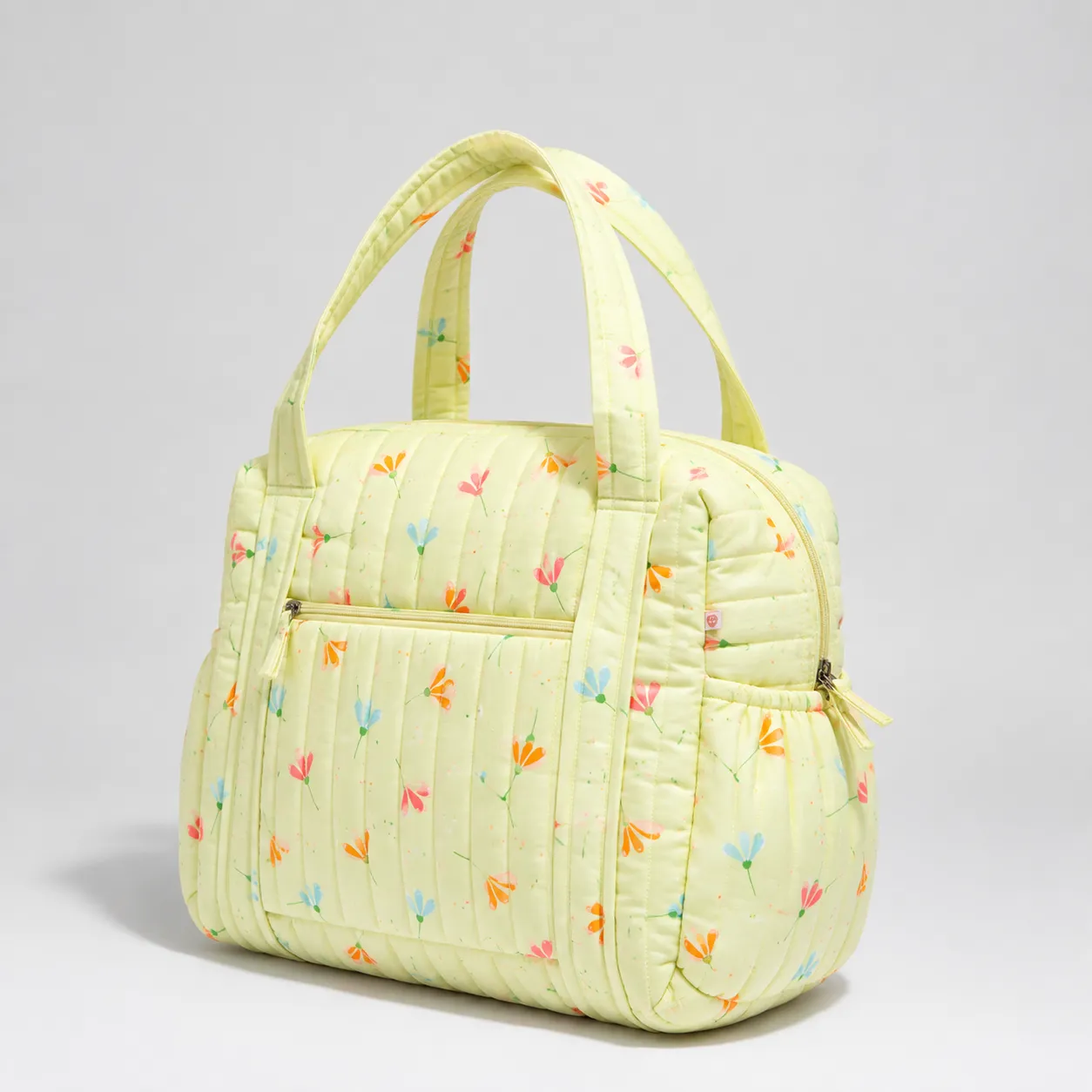 Muslin Diaper Bag - Lime Green 3 Petal Flower