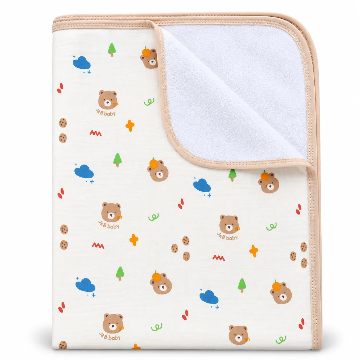 Muslin Cotton Dry Sheet Waterproof Baby Bed Protector | 70×90 cm | Teddy Head