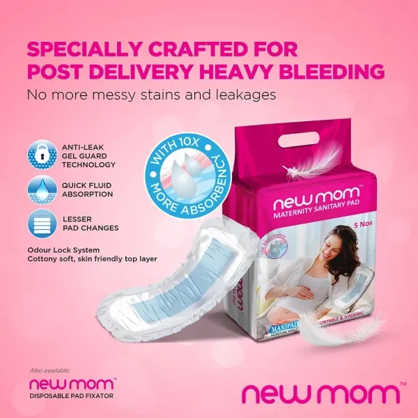 NewMom Maternity Maxi Sanitary Pads| 5 Pieces | Free Size
