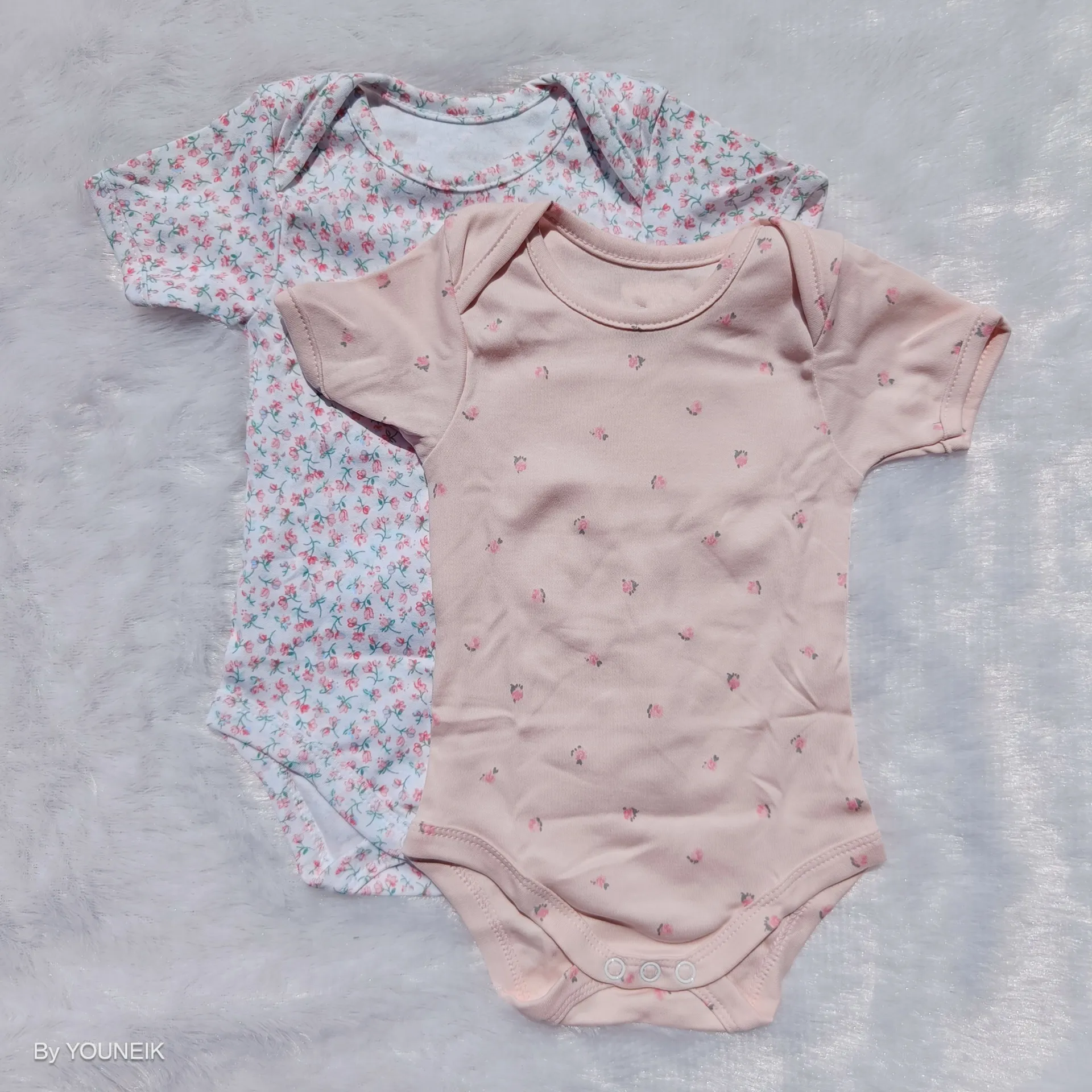 NB Knitted Cotton Baby Onesie Baniyan 2 Pieces Pack | Pink & White