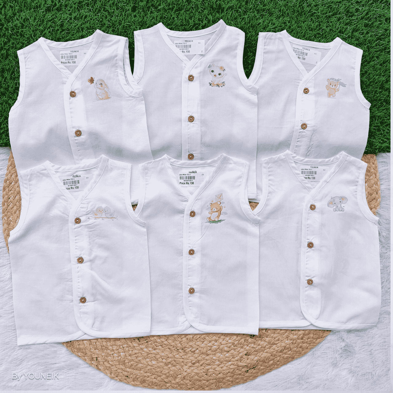 Organic Cotton Jabla | 6 Pieces | White