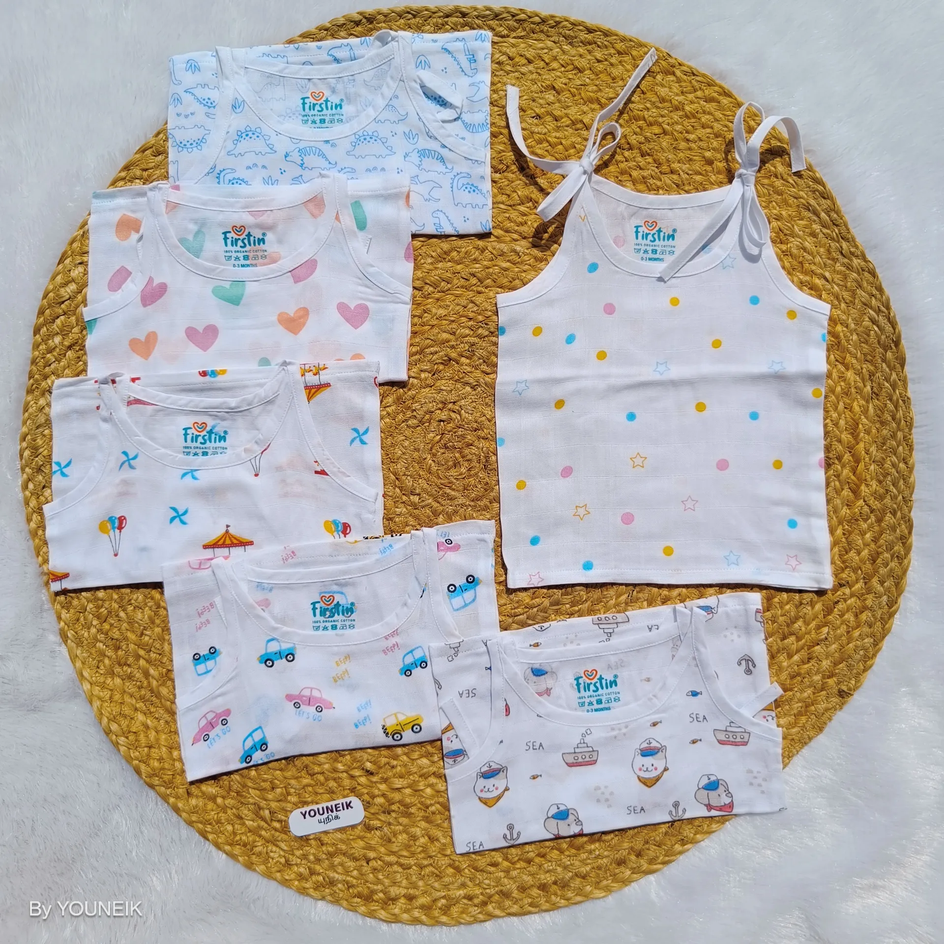 0-3m Top Knot Jabla Organic Muslin Cotton ā Pack of 6 | Soft & Breathable | Firstin