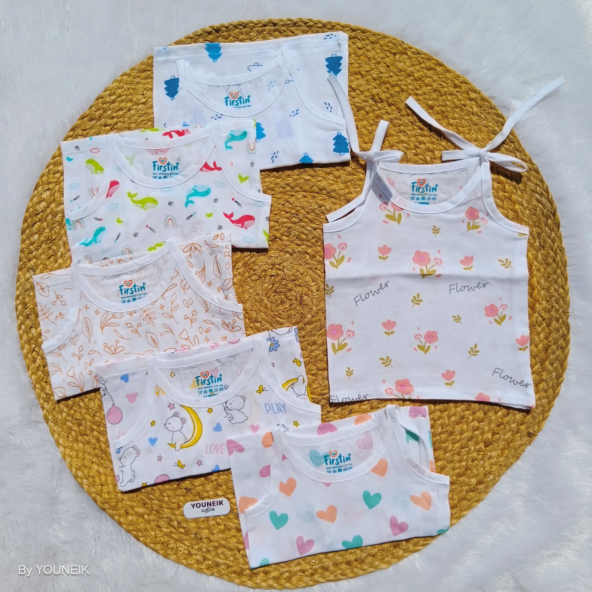 0-3m Top Knot Jabla Organic Muslin Cotton ā Pack of 6 | Soft & Breathable | Firstin