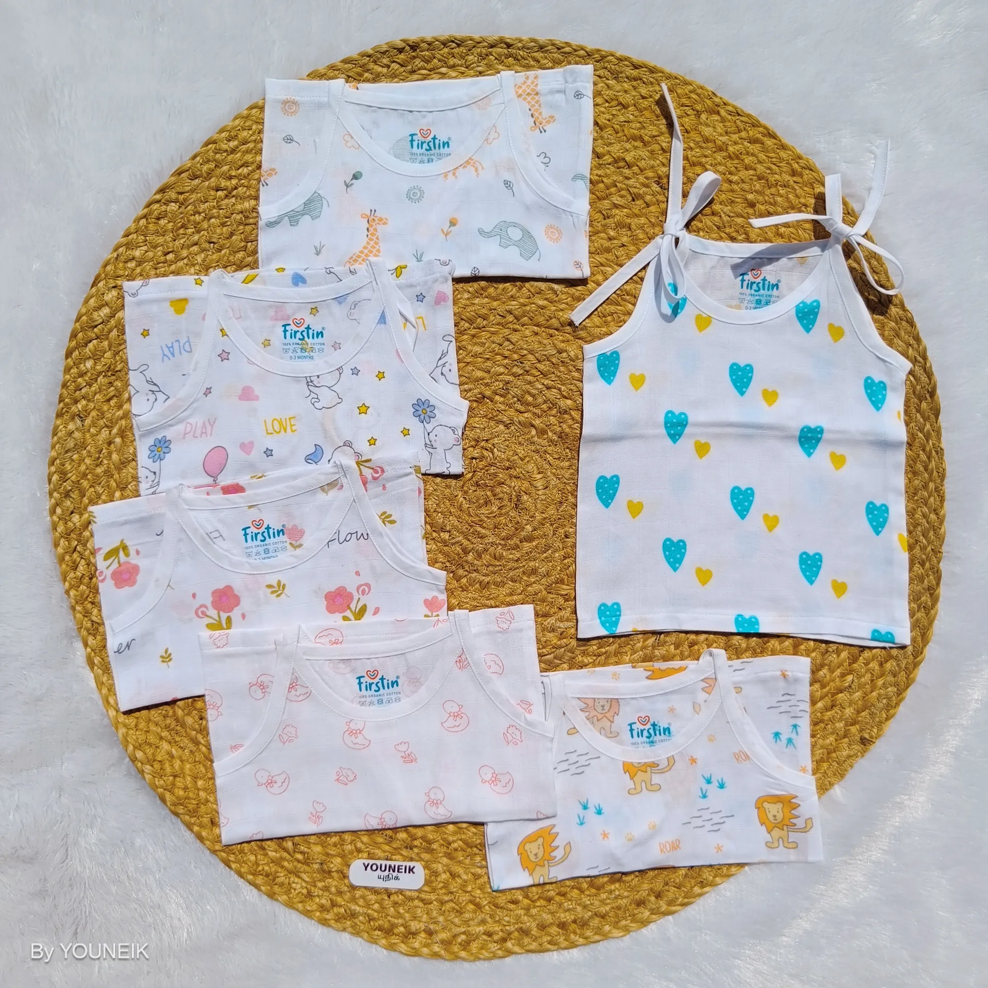0-3m Top Knot Jabla Organic Muslin Cotton ā Pack of 6 | Soft & Breathable | Firstin