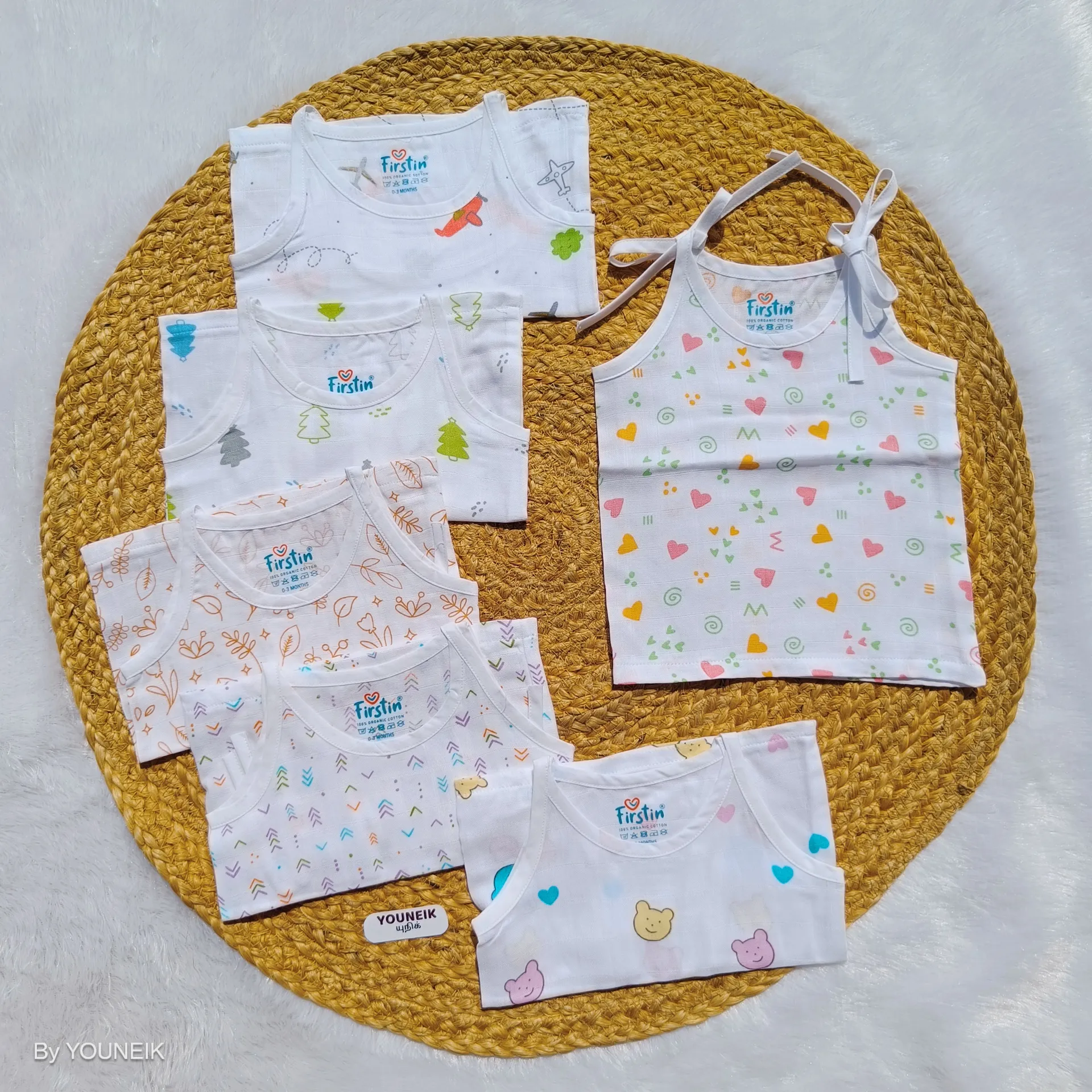 0-3m Top Knot Jabla Organic Muslin Cotton ā Pack of 6 | Soft & Breathable | Firstin
