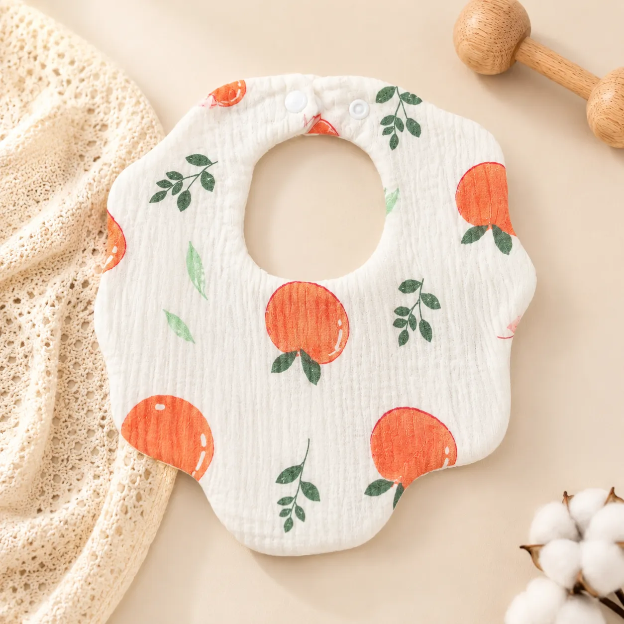 6 Layer Muslin Baby Bib | Flower Shape Printed Bibs | Soft & Absorbent