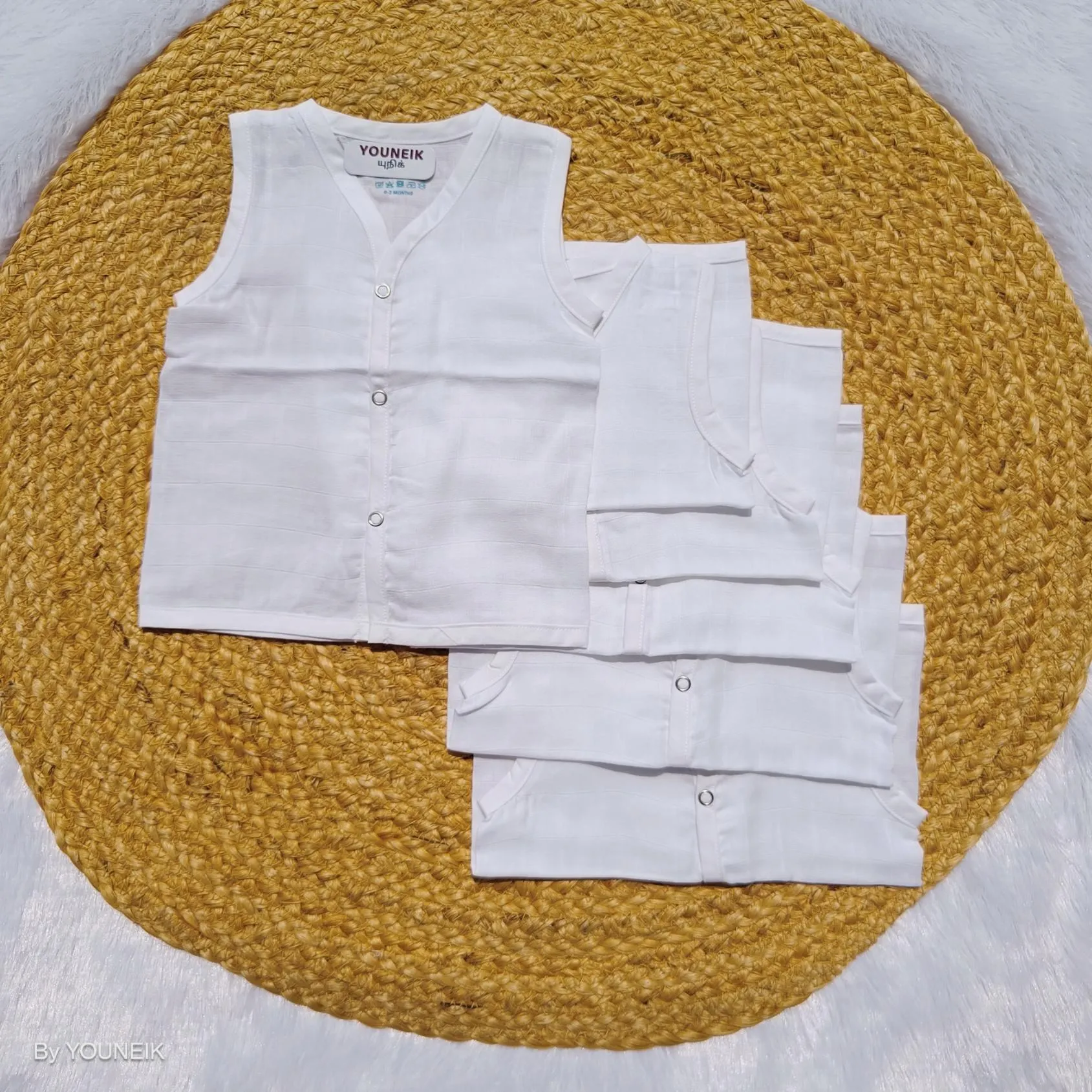 Pure White Muslin Cotton Jabla 6 Pieces