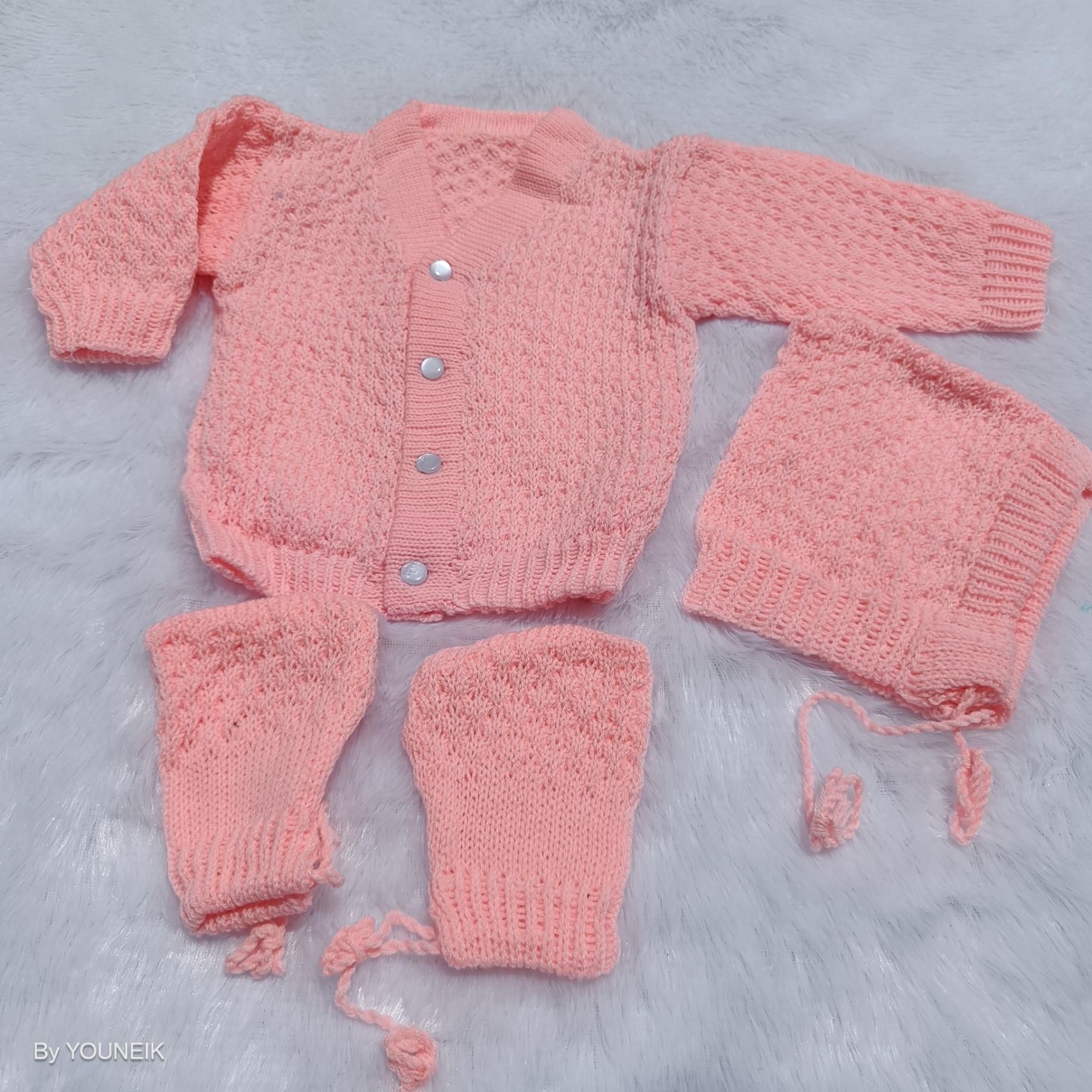 0-3m Woolen Sweater - Plain Baby Pink